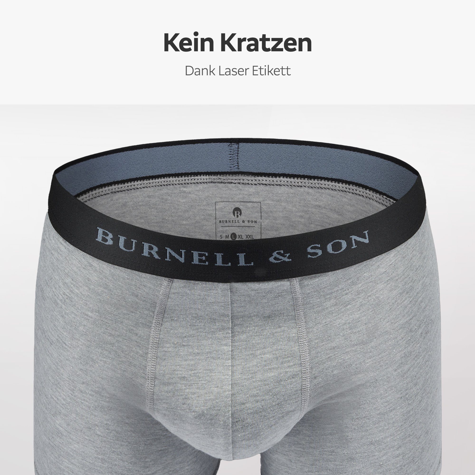 Burnell & Son Retro Pants 5-St., Komfortbund Herren aus Spar-Packung, Unterhosen Set, für (Packung, mit Grau Spar-Set, Spar-Pack, Männer Baumwolle 5er-Pack)