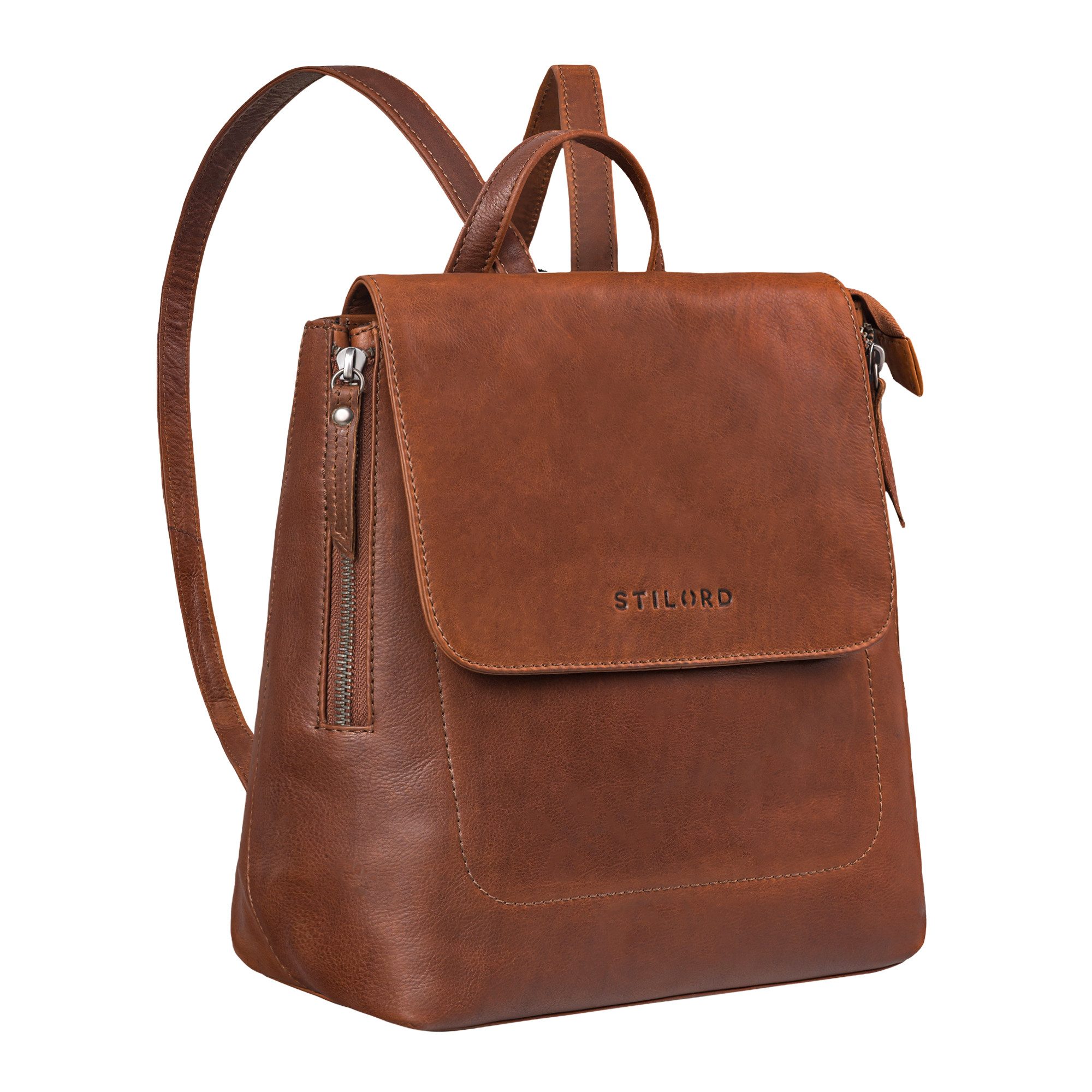 STILORD Cityrucksack "Anisa" Kleiner Rucksack Damen Leder mit vielen Fächern