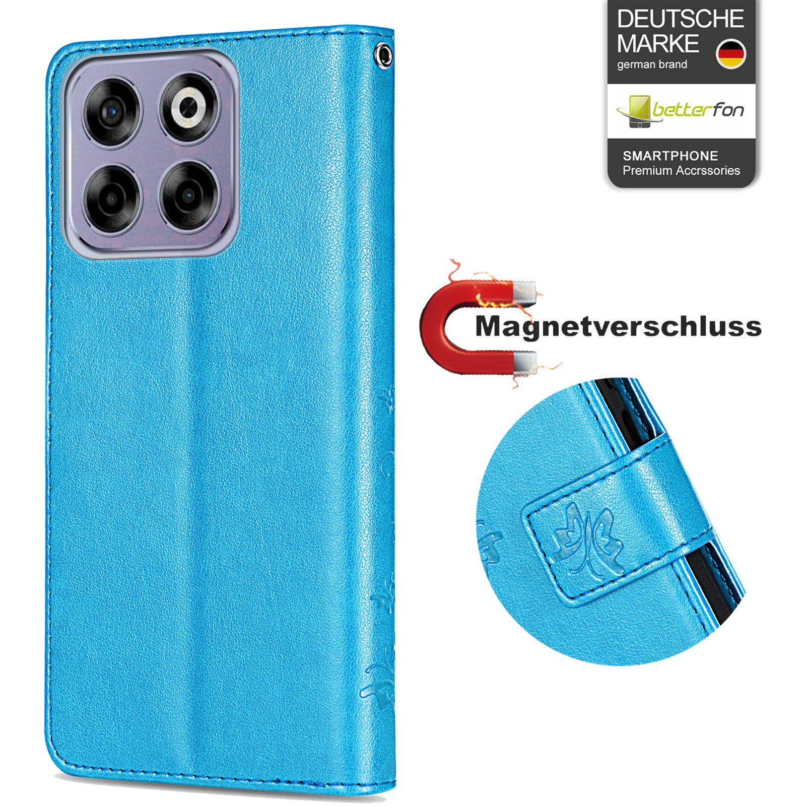 betterfon Handyhülle Handytasche für ZTE Blade V70 Klapphülle mit Kartenfächern, Bookstyle-Hülle mit Magnetverschluss, Smartstand & Kunstleder – Bild 3 von 5