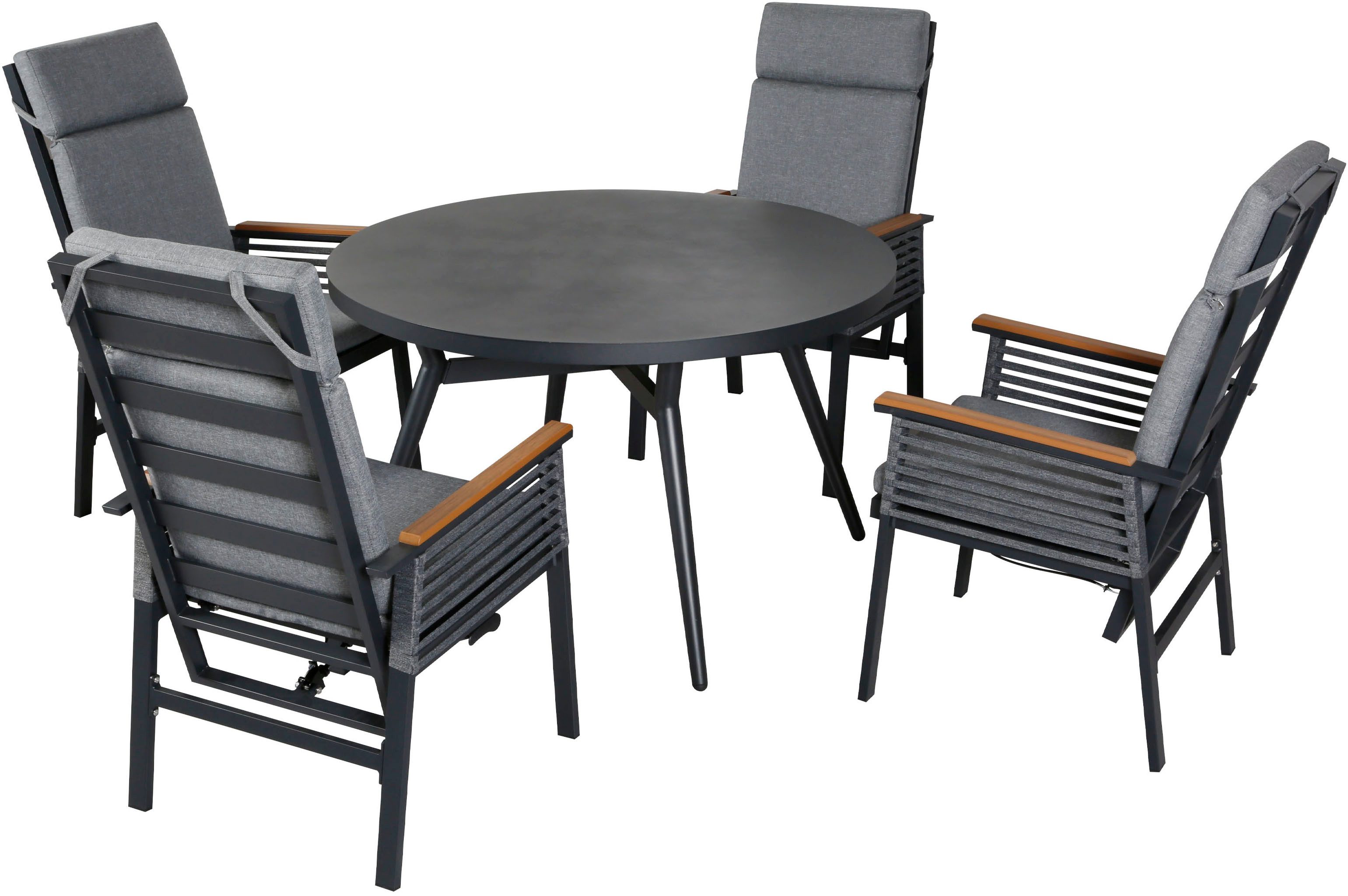 KONIFERA Garten-Essgruppe Edessa Komfort, (Set, 9-tlg., 4x Sessel, 4x Auflage, 1x Tisch), inkl. 4 Sessel, 4 Sitzkissen, 1 Tisch – Bild 2 von 5
