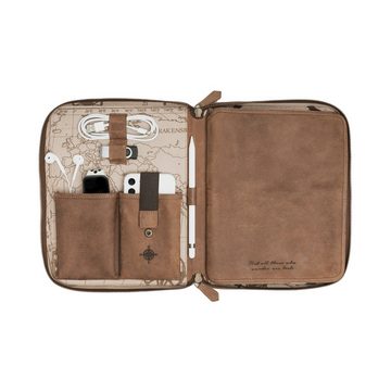 DRAKENSBERG Tablet-Mappe Reisemappe »Nolan« 11" Havanna-Braun, Reise-Organizer und Schutzhülle für iPad und Tablet bis 11" aus Leder