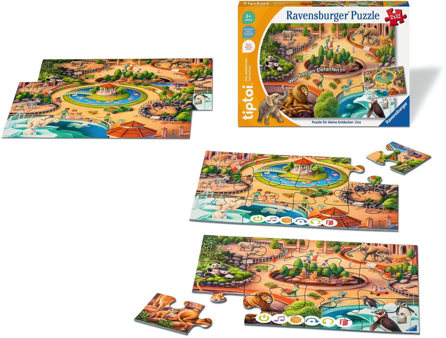 Ravensburger Puzzle tiptoi® Puzzle für kleine Entdecker: Zoo, 12 Puzzleteil günstig online kaufen