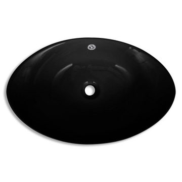 vidaXL Waschbecken Luxuriöses Keramik Waschbecken Oval Schwarz