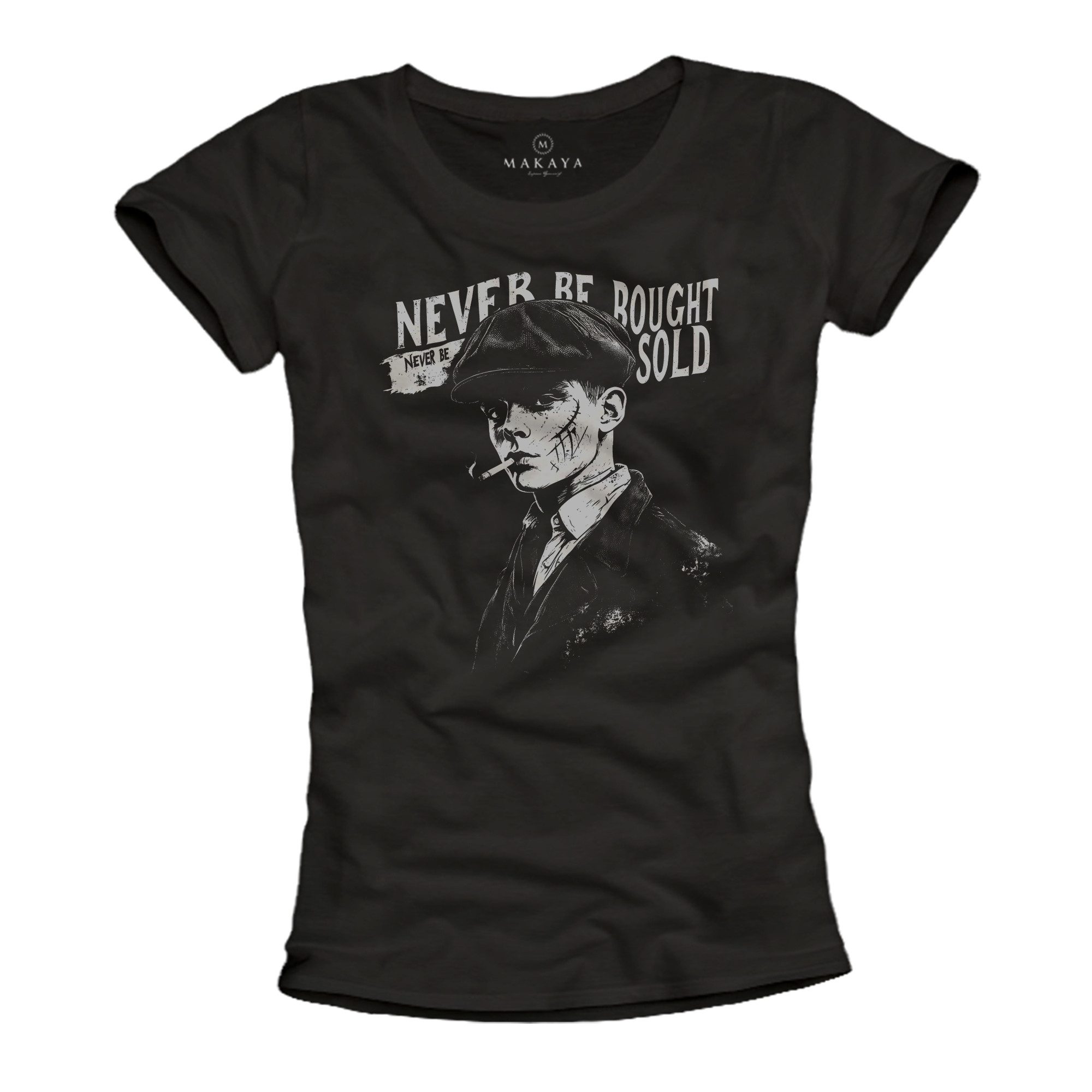 Print-Shirt Damen Sprüche Motiv Text Never Be Bought Never Be Sold Spruch