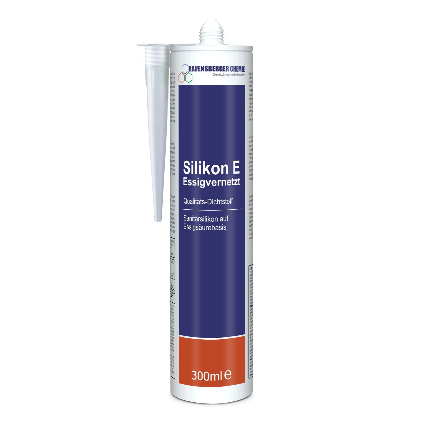 Ravensberger Chemie Silikon E Essigvernetzt – Sanitärsilikon Transparent 300 ml, Silikon, gebrauchsfertig, (1x 300ml Kartusche von Ravensberger Chemie), Essigvernetztes Sanitärsilikon – Dauerelastisch & schimmelresistent