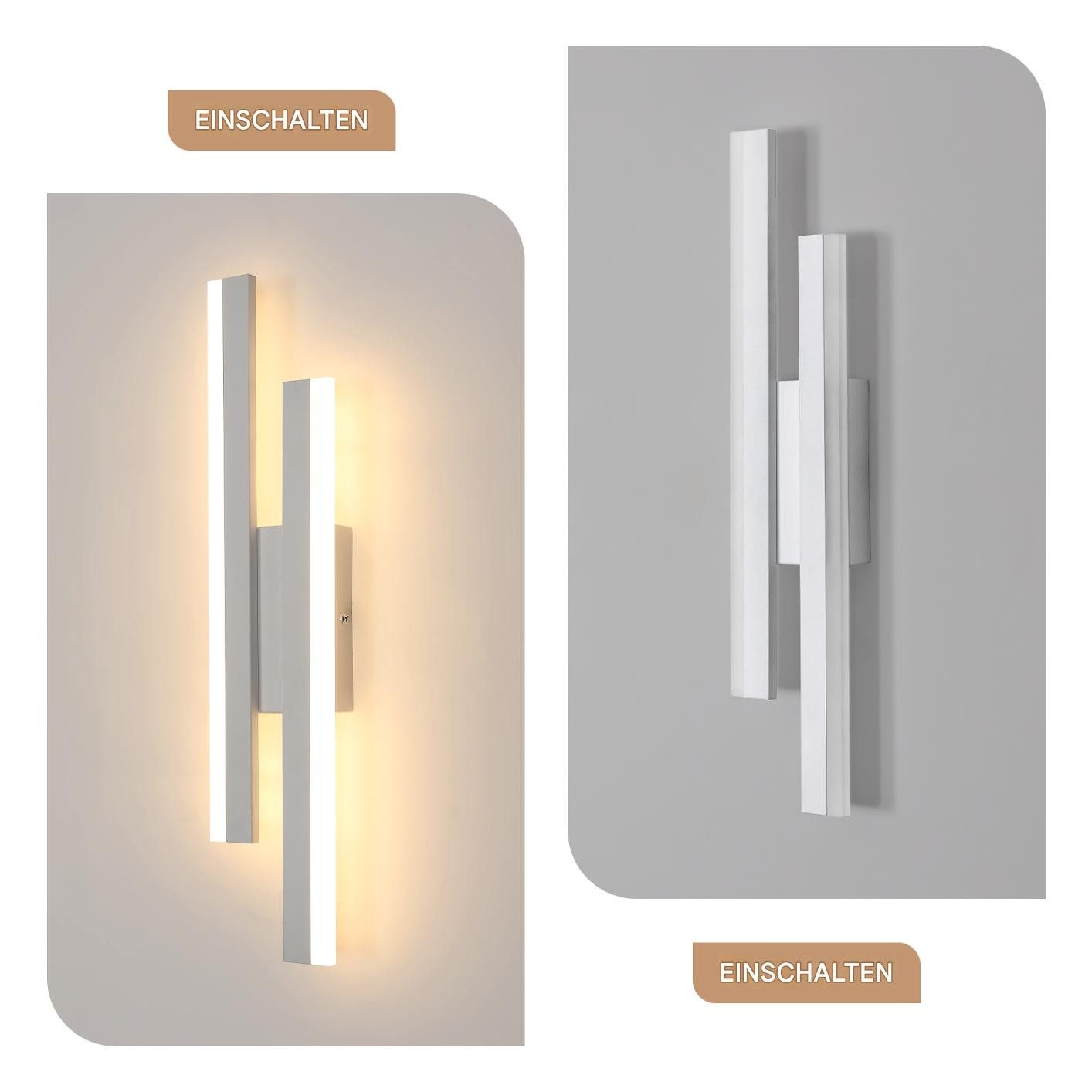 Riserva LED Wandstrahler Einfache LED Lampe,dekorative Acryllampe,16W warmes Licht 3000K, LED wechselbar, Einfach zu installieren, energiesparend, für Flure, Gänge