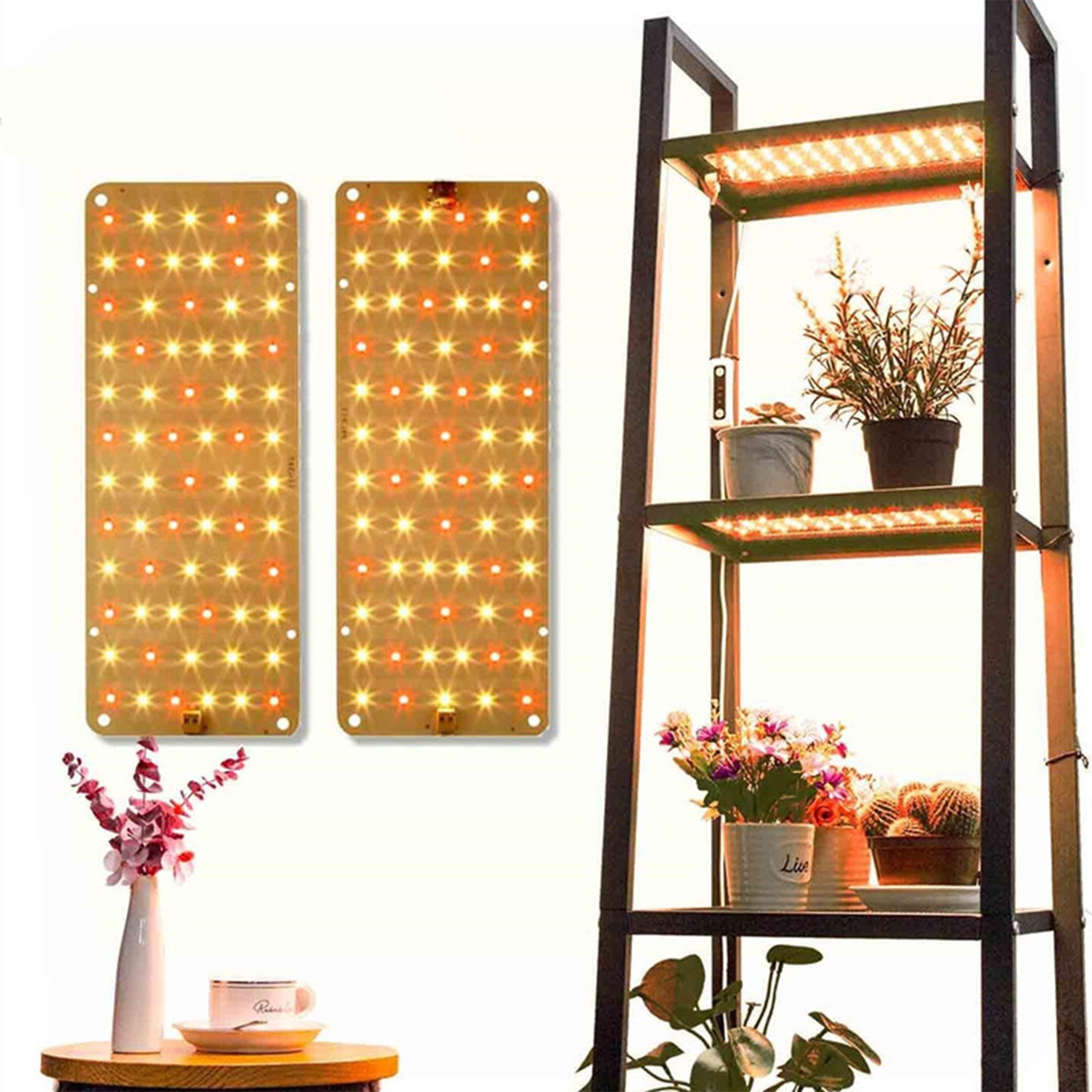 KINSI Pflanzenlampe 2 Stück LED Pflanzenlampe Vollspektrum,Wachstumslicht, Weißes Licht+warmes Licht+rotes Licht, für alle Pflanzenphasen mit 3 Modi & 10 Helligkeitsstufen