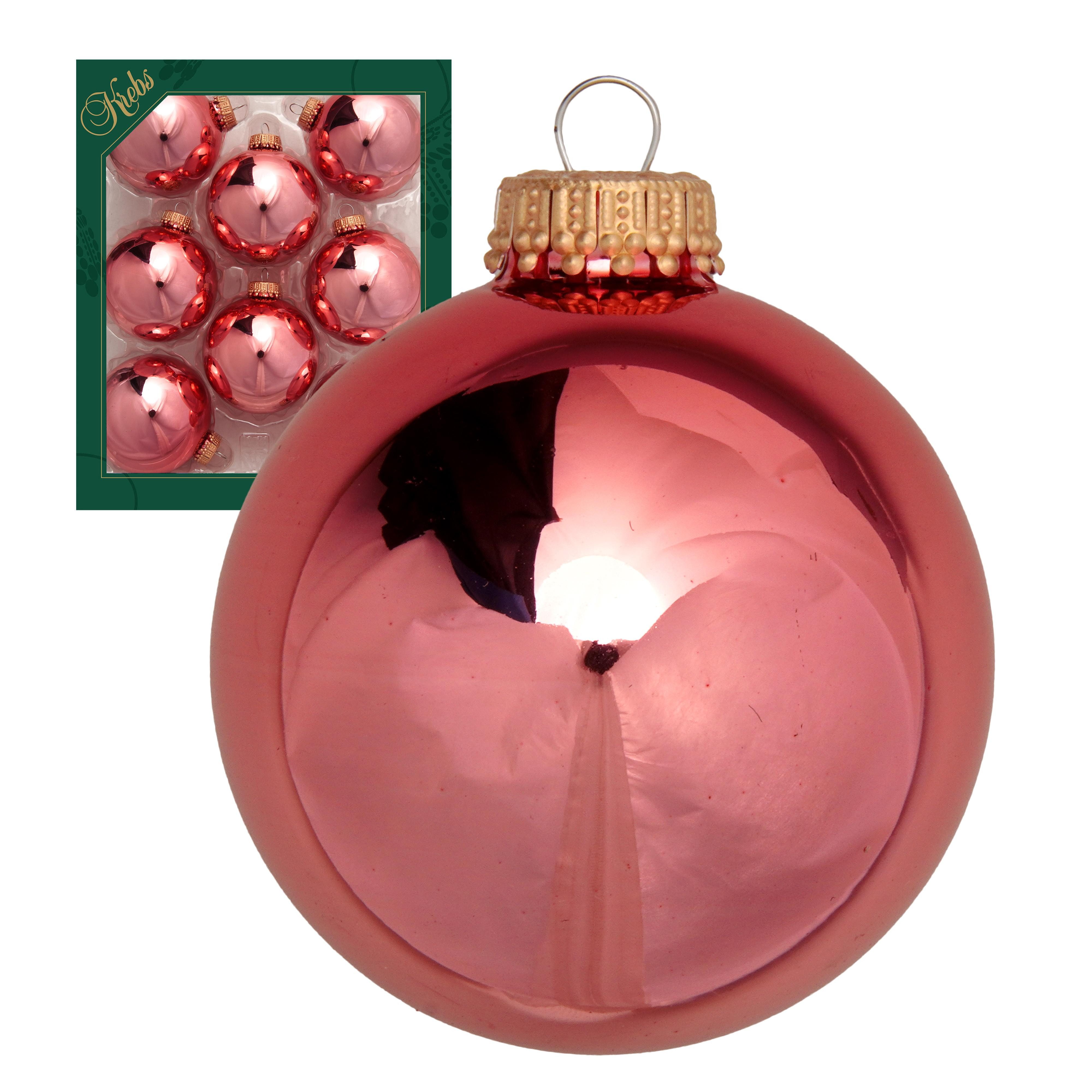 Krebs Glas Lauscha Weihnachtsbaumkugel Christbaumkugeln - 8er Set - Altrosa Glanz - ca. 7cm - aus Glas, für elegante, skandinavische und zeitlos-moderne Deko-Konzepte
