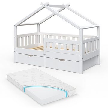 VitaliSpa® Kinderbett Babybett Jugendbett 80x160cm DESIGN Weiß Schubladen Matratze