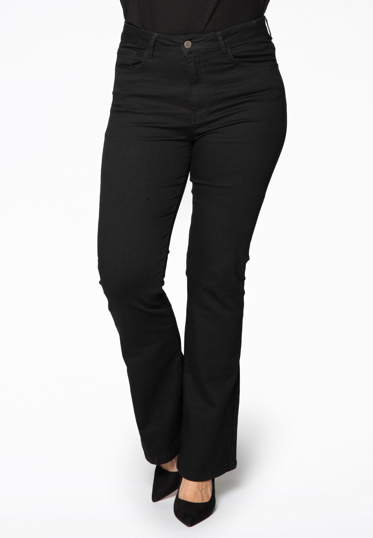 black Größen Yoek Große High-waist-Jeans