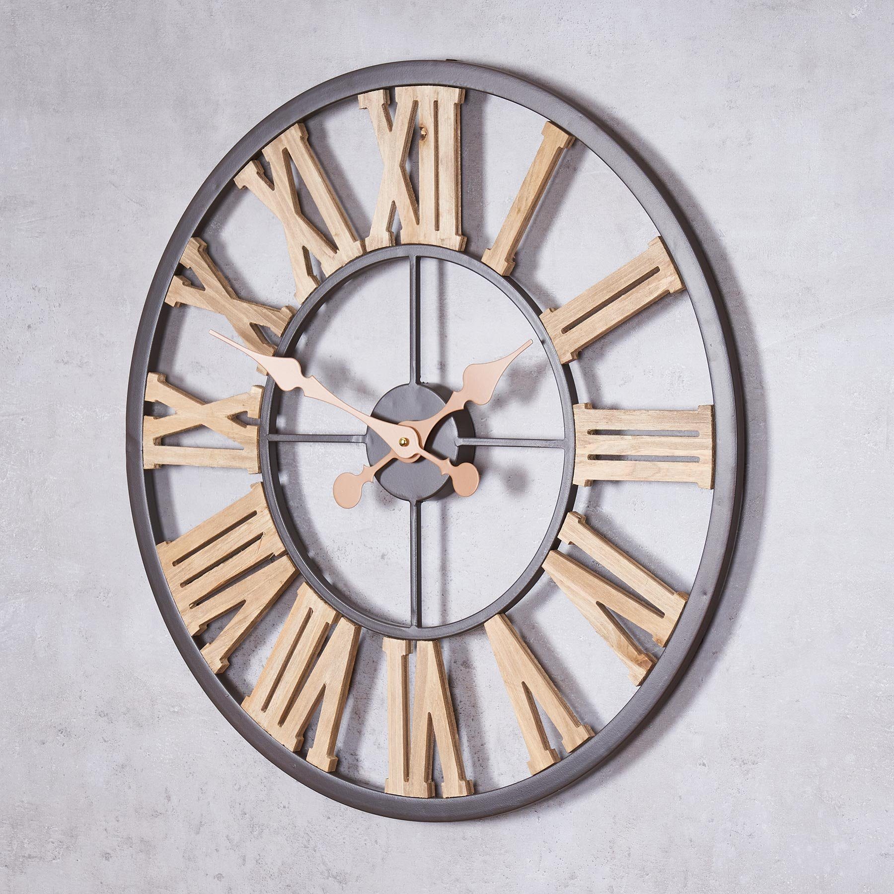 Levandeo® Wanduhr (XXL Wanduhr Holz 60cm Küchenuhr Wanddeko Braun Dekoration) Uhr