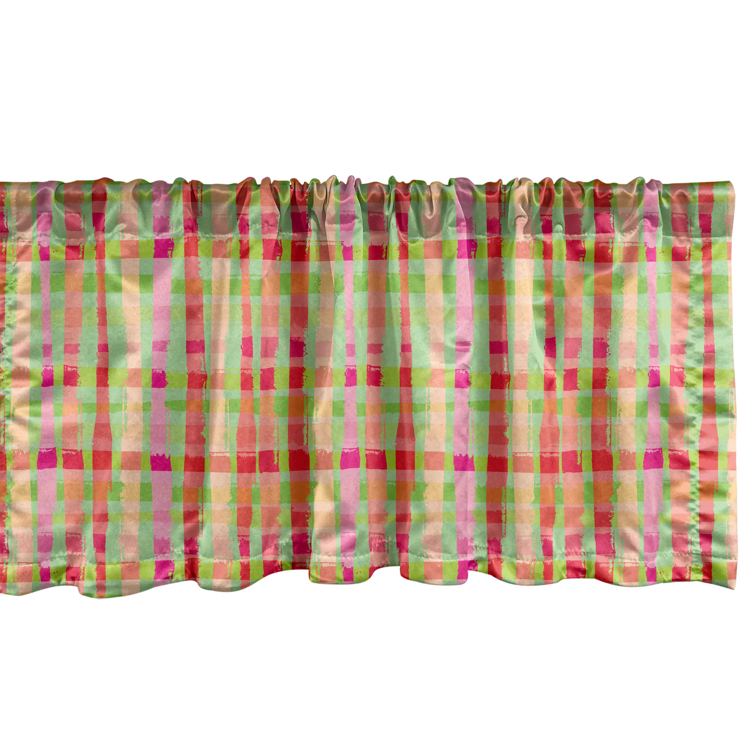Scheibengardine Vorhang Volant für Küche Schlafzimmer Dekor mit Stangentasche, Abakuhaus, Microfaser, Abstrakt Vivid Moderne Grunge-Linien