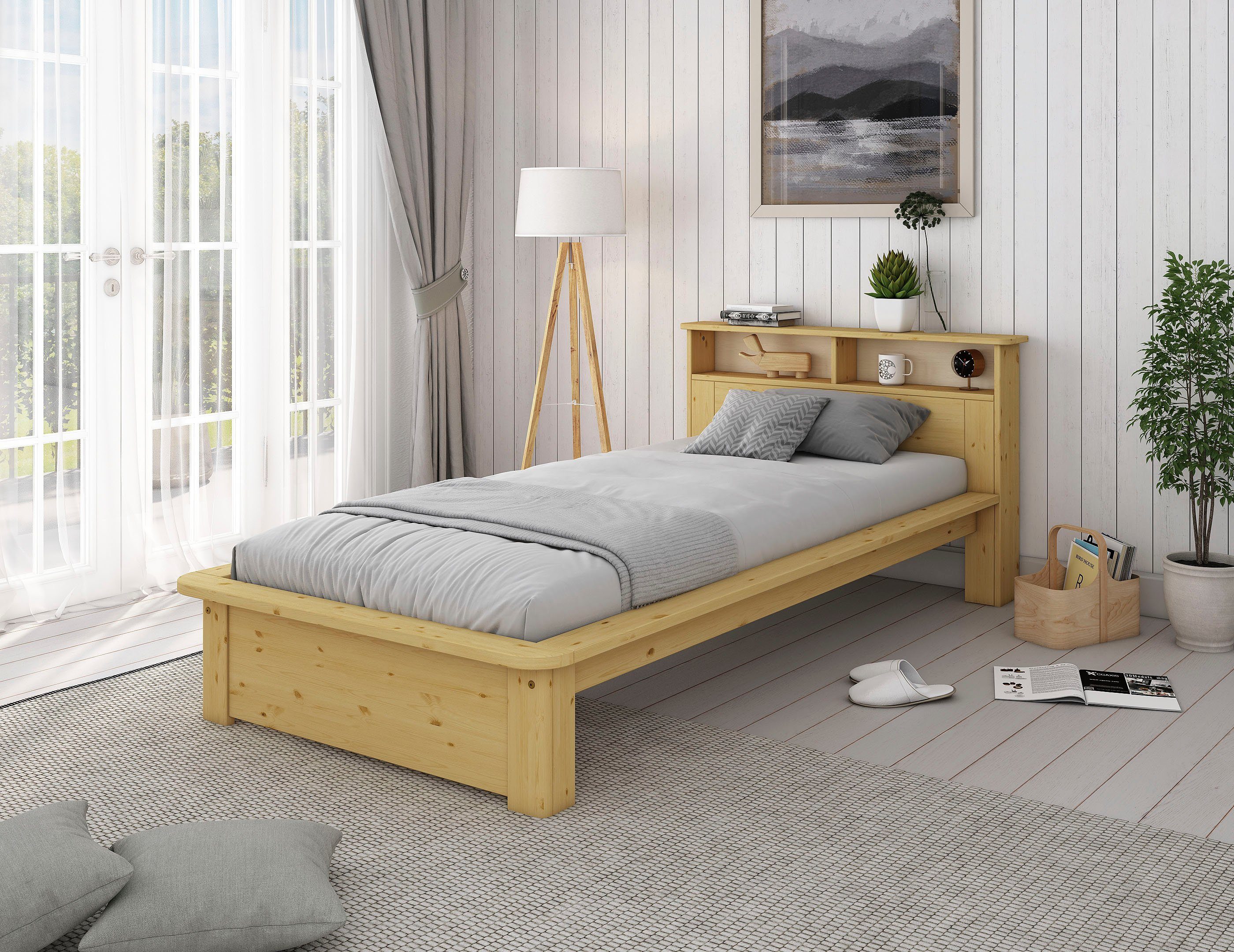 affaire Kopfteil, mit optional BESTSELLER! Home Massivholz honigfarben "KERO" zertifiziertes Bett im Schublade (Kiefer), Stauraum