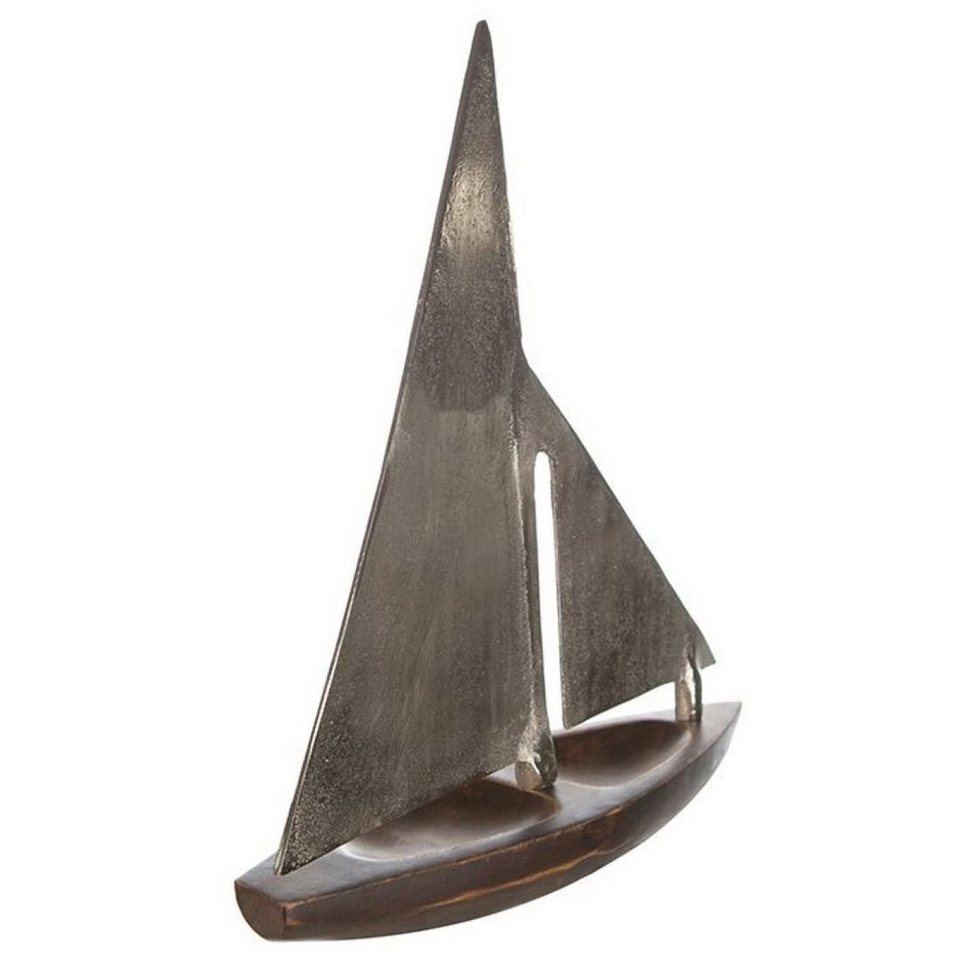 GILDE Dekoobjekt Segelboot Classic (1 St), stilvolle Dekoration aus  Mangoholz und Aluminium