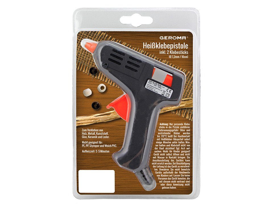 Rodermund Heißklebepistole Heißklebepistole schwarz orange 10 Watt für 7,2 mm