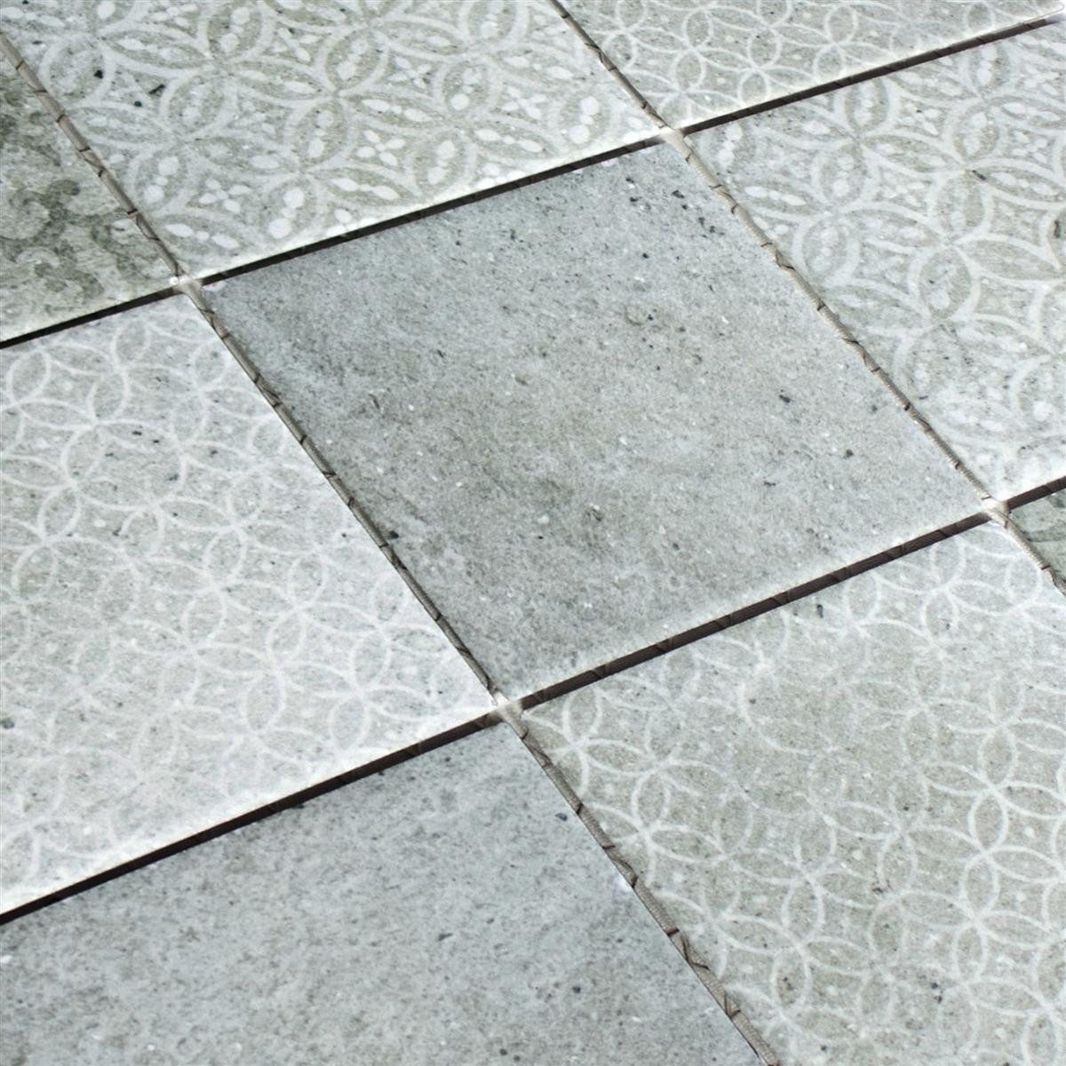 Mosafil Mosaikfliesen Keramik Mosaikfliesen Campeche Zementoptik, Keramik 29.800x29.800, weiß-grau, Verlegefertig auf ein Netz geklebt - Frostsicher - Wasserfest