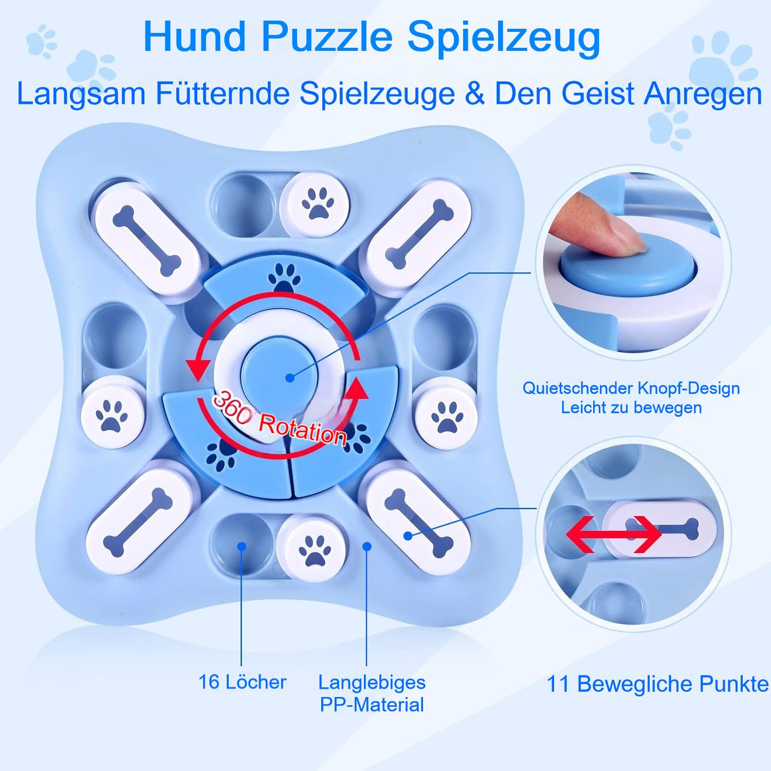 BlingBin Tier-Intelligenzspielzeug Hunde Denkspielzeug Interaktives Hunde-Puzzle-Spielzeug Mit Quietschen, Lebensmittelechtes ABS+PP, 1 Stück (1-tlg) IQ-Training, waschbar, Hunde Futterspielzeug für jede Größe