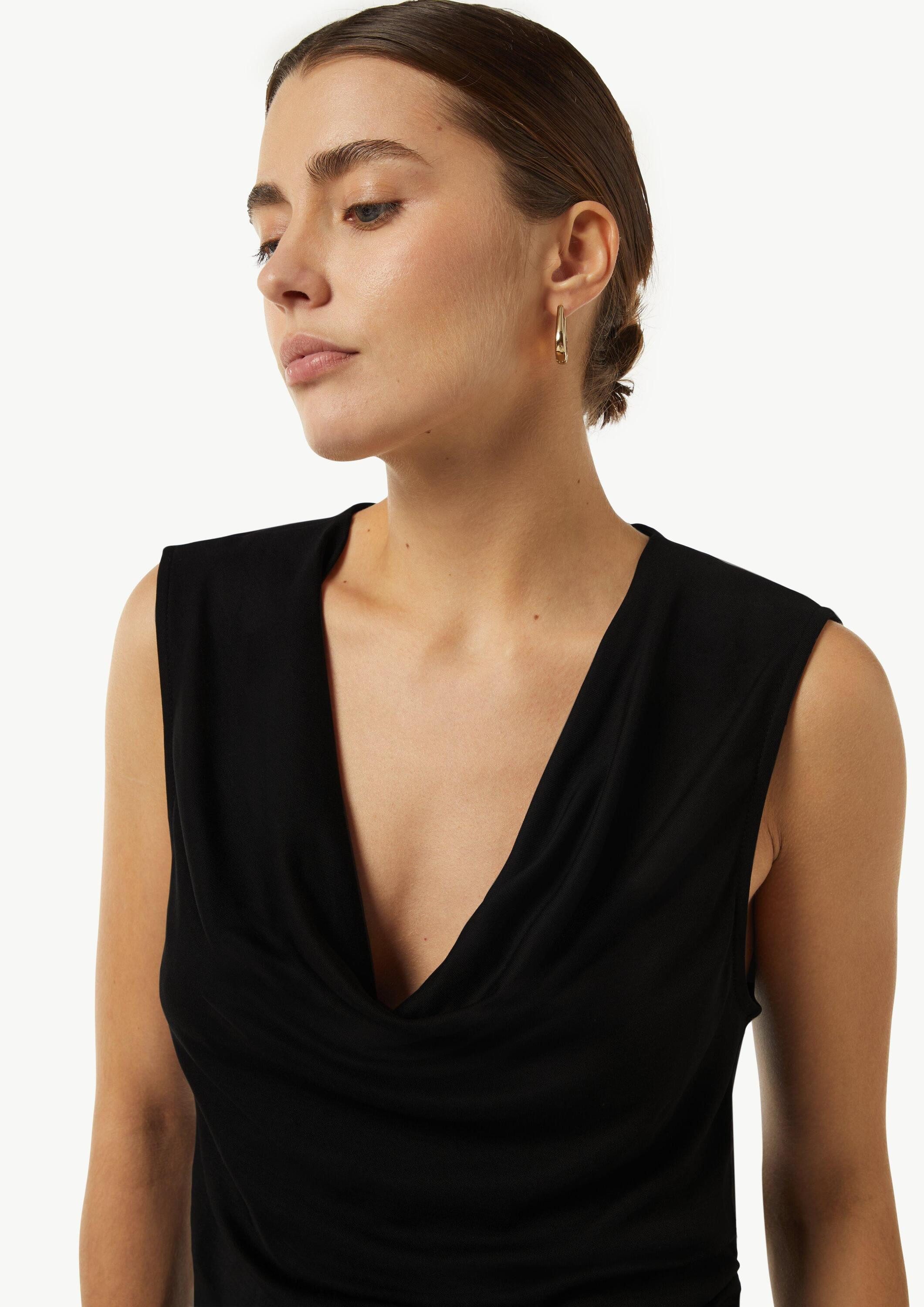 comma Jumpsuit Overall Jersey-Jumpsuit mit Wasserfall-Ausschnitt