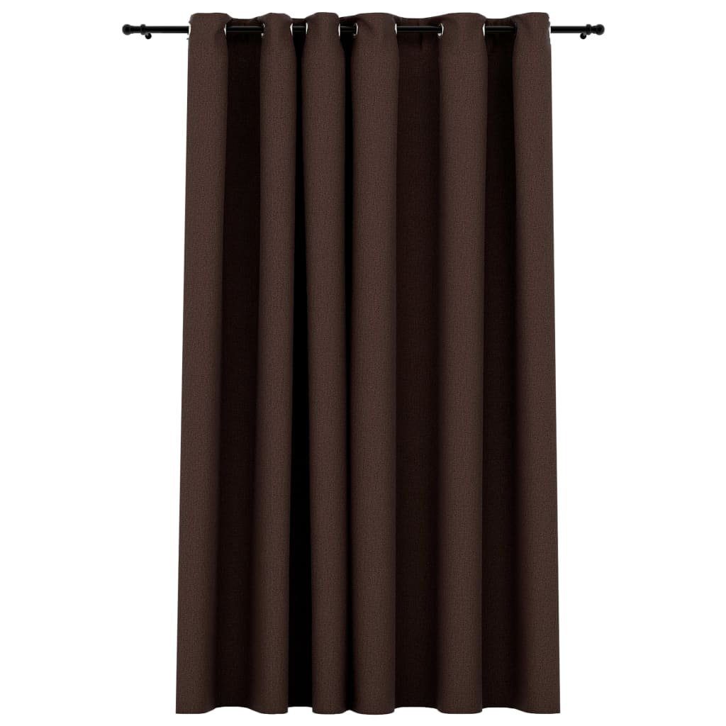 vidaXL Gardine 290 x 245 cm Verdunkelungsvorhang mit Ösen Leinenoptik Taupe 290x245 c