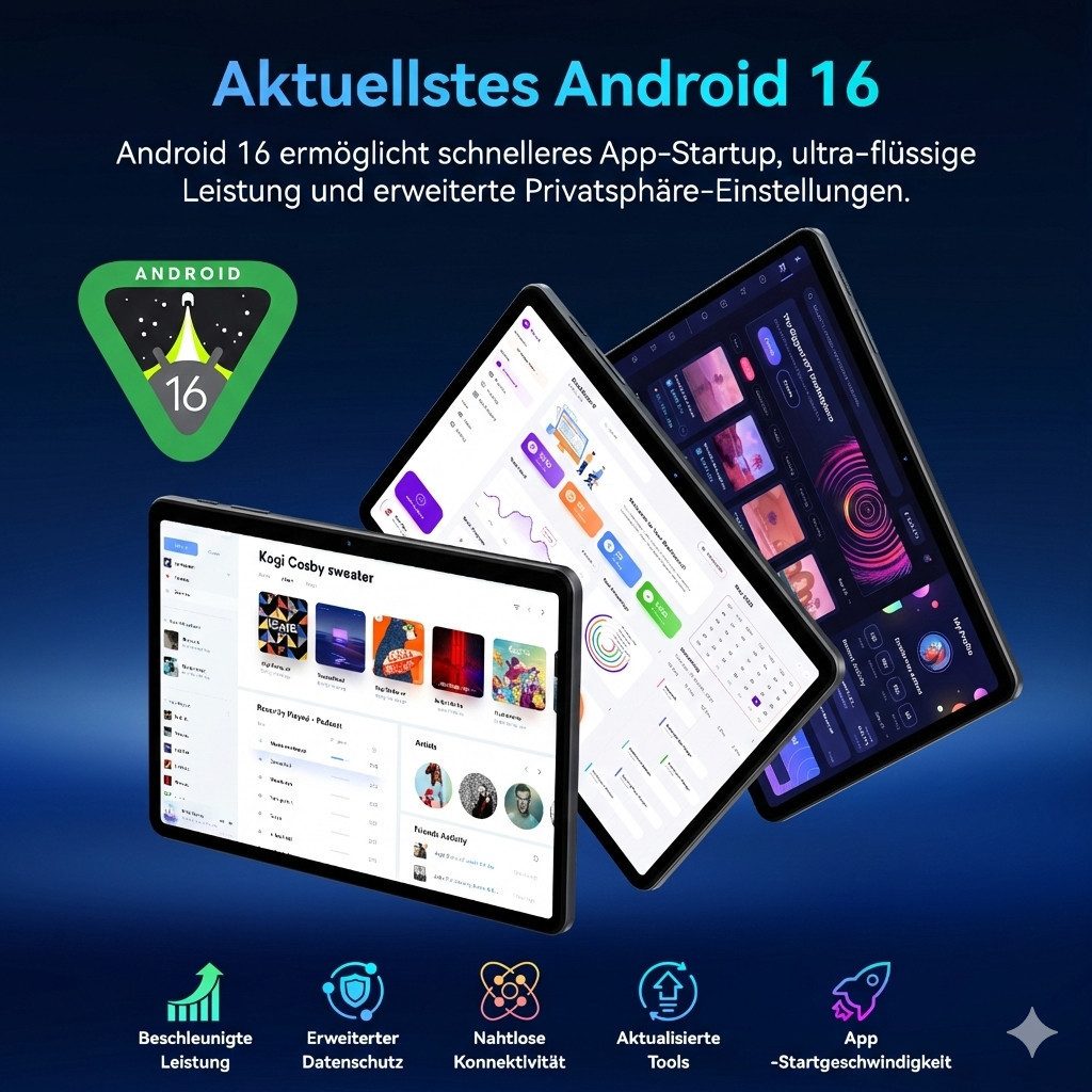 Zenva T80 10,1" (18+128) Android 16 6000 mAh incl. Tastatur, Maus, Stift Tablet (10.5", 128 GB, 5G wifi, Android 16, Gemini AI, PC-Modus)