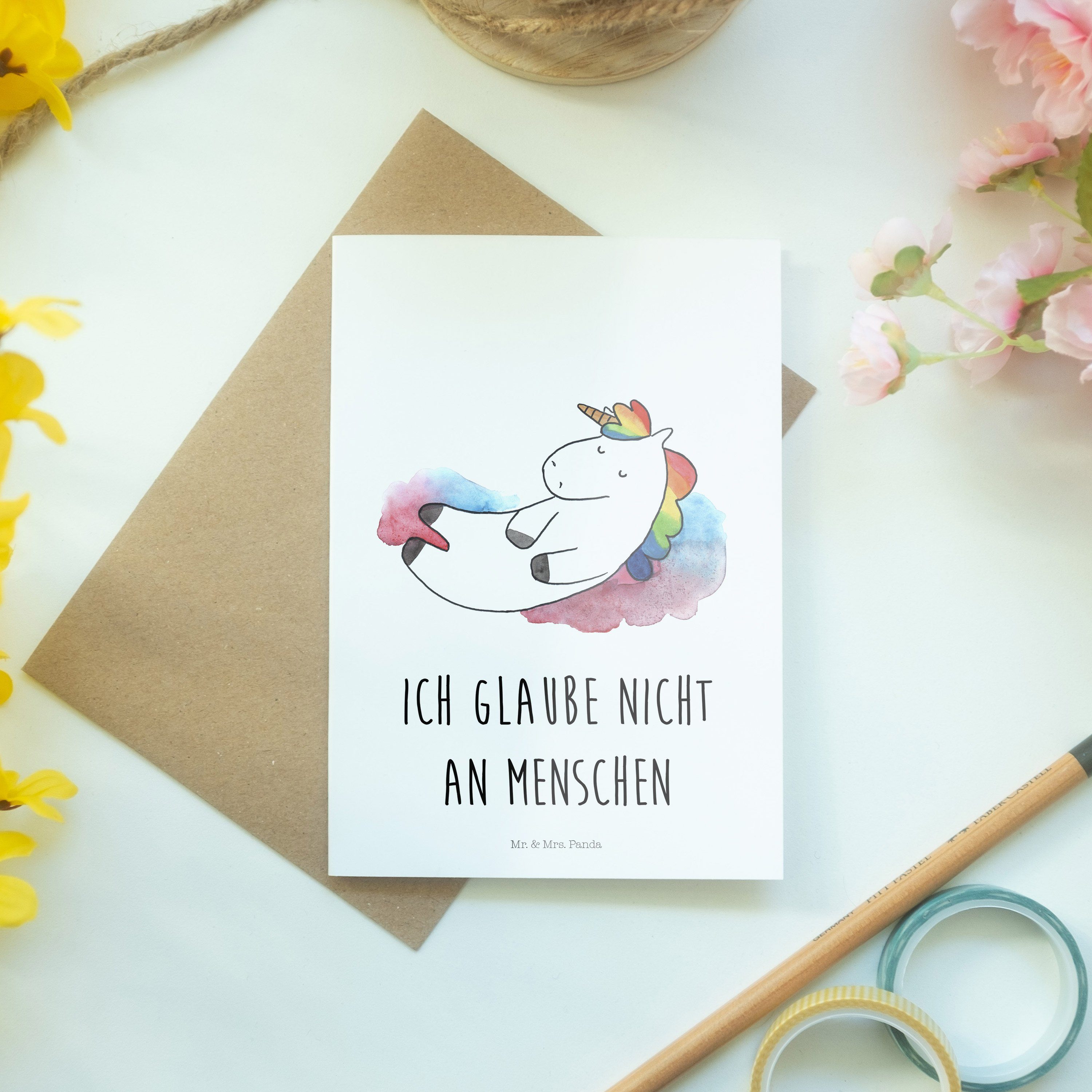 Mr. & - Wolke Klappkarte, Panda - Weiß Mrs. Grußkarte Einhorn 7 Glückwunschkarte, Geschenk, Geb