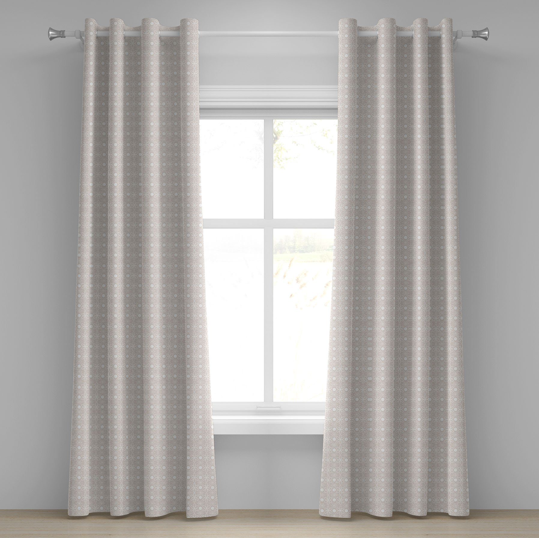 Gardine Dekorative 2-Panel-Fenstervorhänge für Schlafzimmer Wohnzimmer, Abakuhaus, Blumen Pastellblumen und Punkte
