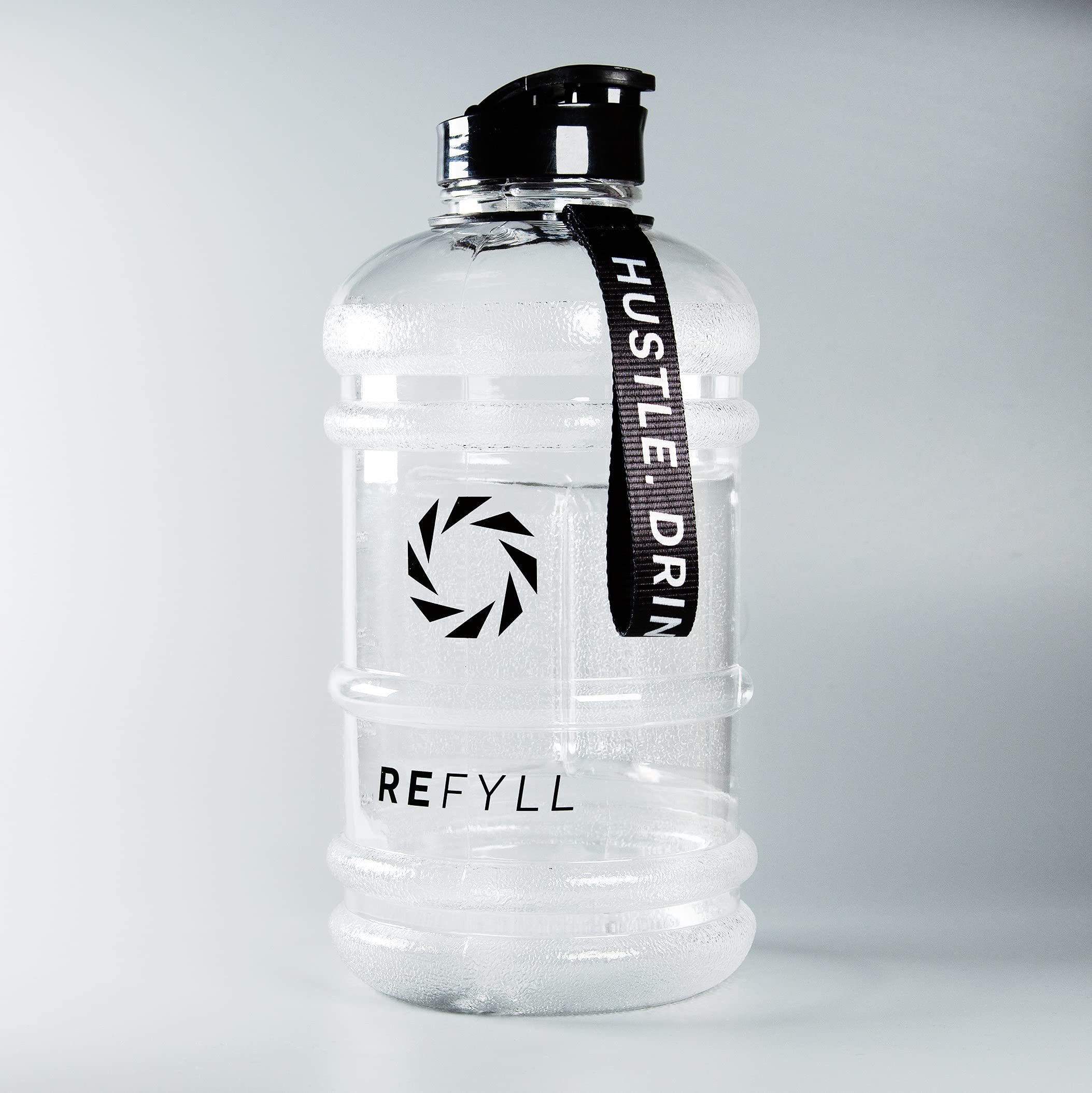 REFYLL Trinkflasche Trinkflasche 100% 2200ml I Gym 2 Crystal für Water Wasserflasche Liter 2L Leichte I auslaufsicher, Clear Sport Jug Wasserflasche "Beast"