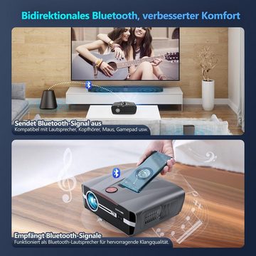 ZCGIOBN 4K Heimkino WiFi 6 Portabler Projektor (1200 lm, 3840*2160 px, mit AutoFokus/TrapezkorrekturfürTV Stick/iPhone/iPad/Laptop/PS5/DVD/PC)