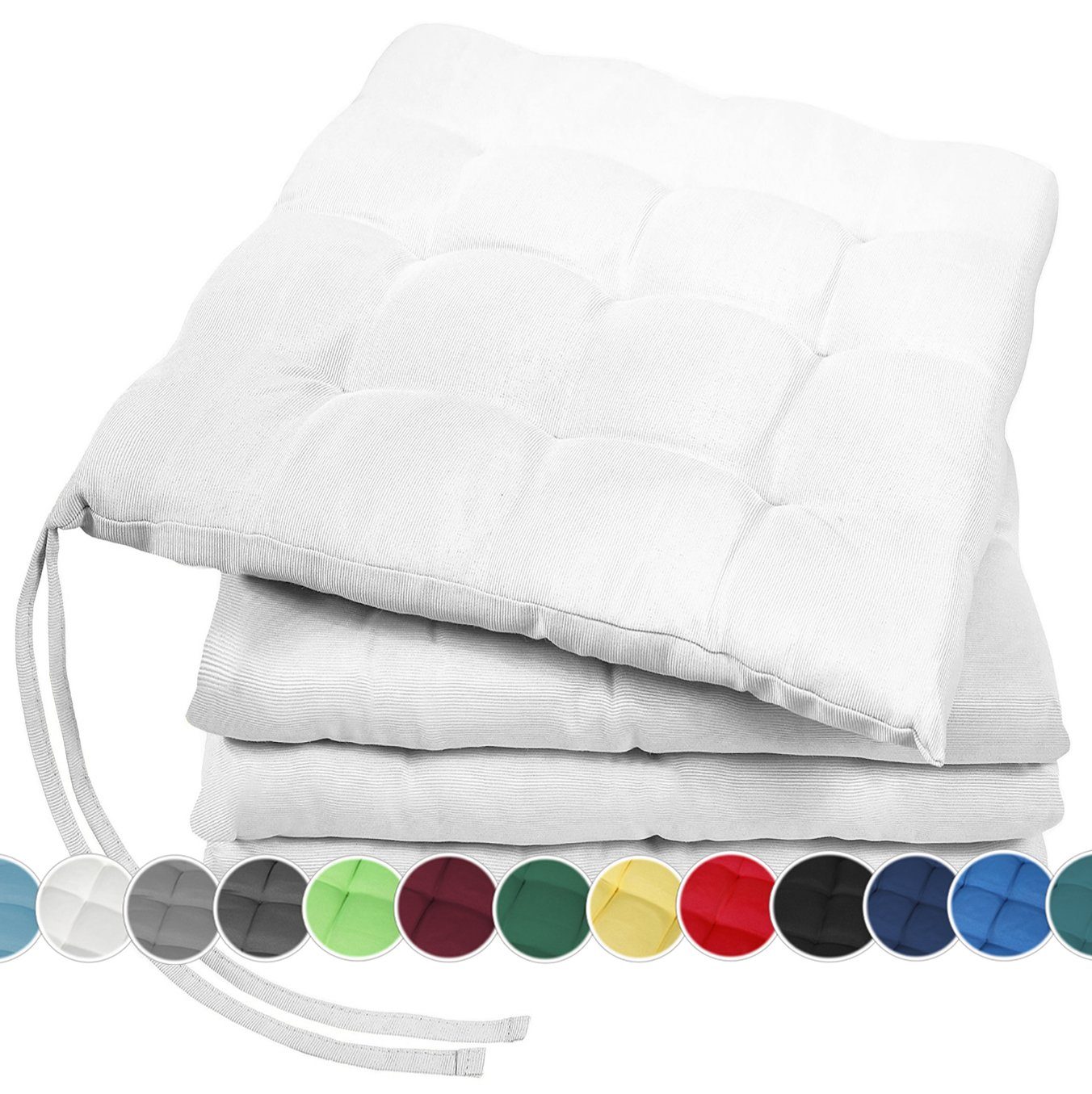 GREEN MARK Textilien Sitzkissen 4er-Set Stuhlkissen 40x40cm, Indoor und Outdoor, weich gefüllt