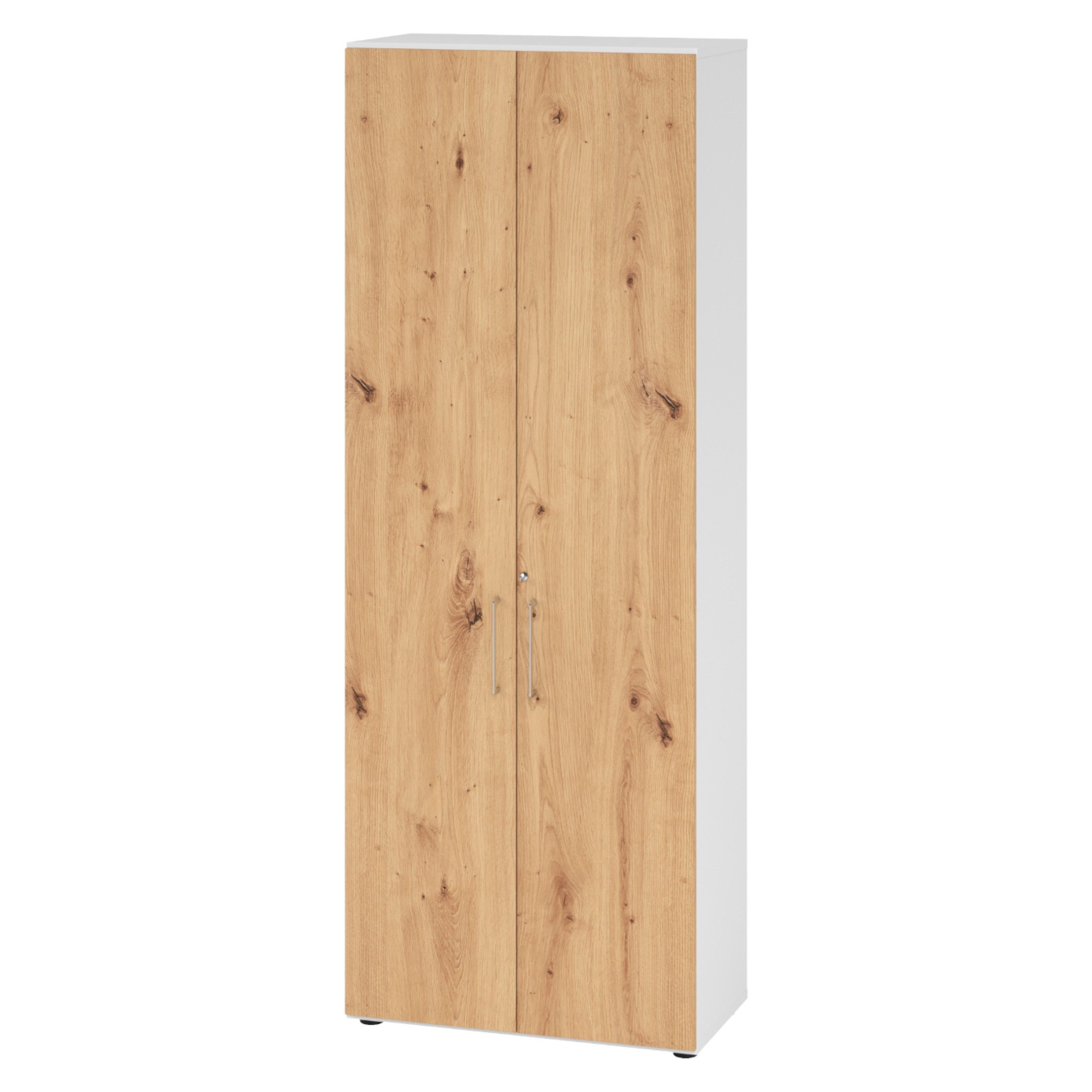 bümö Aktenschrank smart Büroschrank - 6 Ordnerhöhen Dekor: Weiß/Asteiche