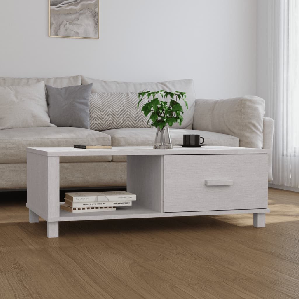 Couchtisch Weißer aus massivem Kiefernholz 100 x 55 x 35 cm