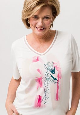 FRANK WALDER Kurzarmshirt mit femininem V-Ausschnitt