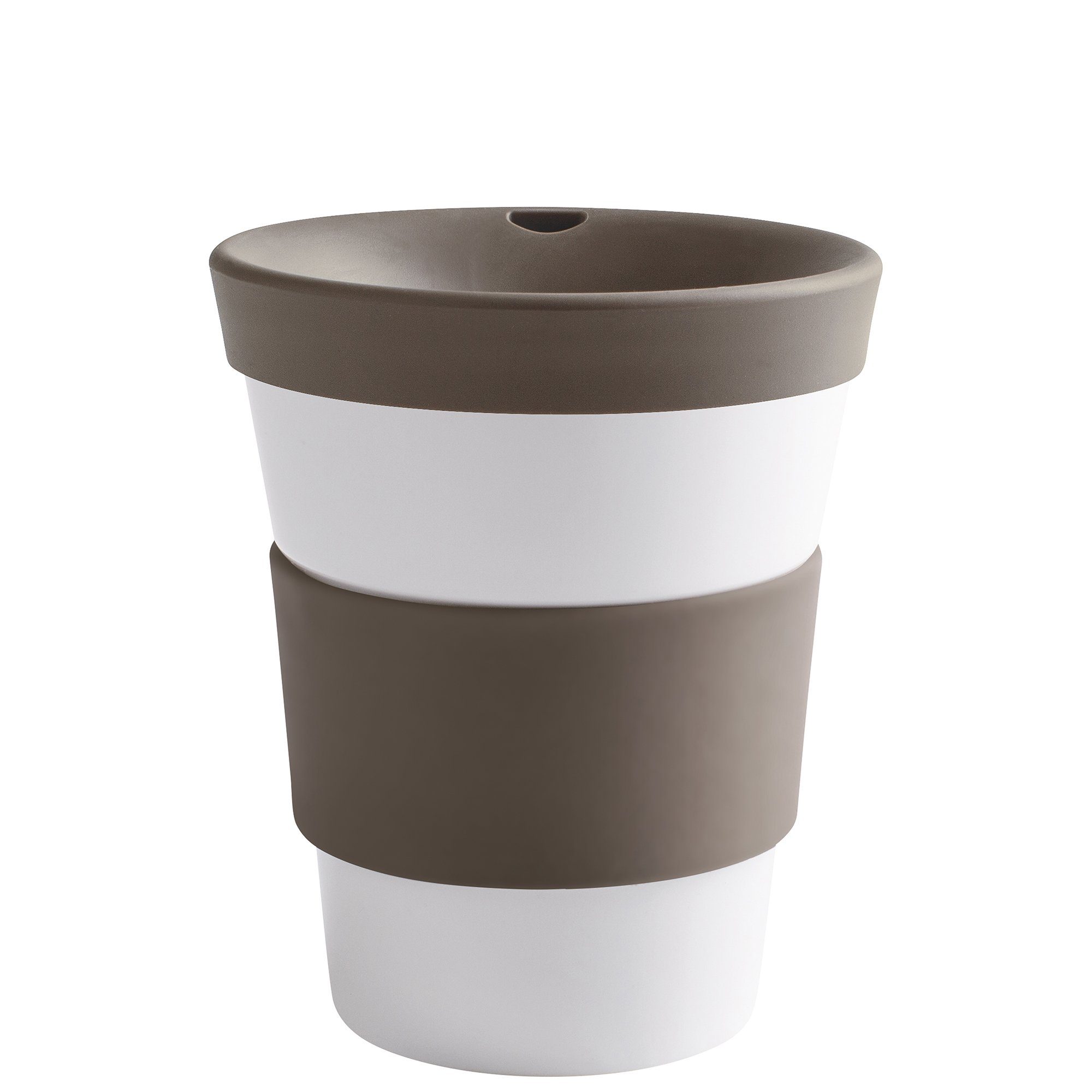 Kahla Coffee-to-go-Becher Cupit Becher + Trinkdeckel, Porzellan, Made in Germany warm grey