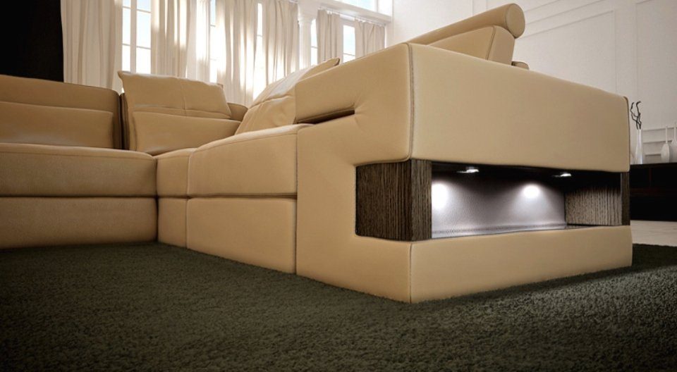 JVmoebel Ecksofa, Ecksofa Sofa Form Couch U Wohnlandschaft Ledersofa Designer Polster
