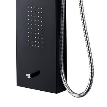 Aloni Duschsystem ZLZ102, Höhe 160 cm, set, 1 tlg., Wandhalter, Brauseschlauch, Armatur, Duschpaneel Duschsäule 5 Funktionen mit Thermostatventil schwarz