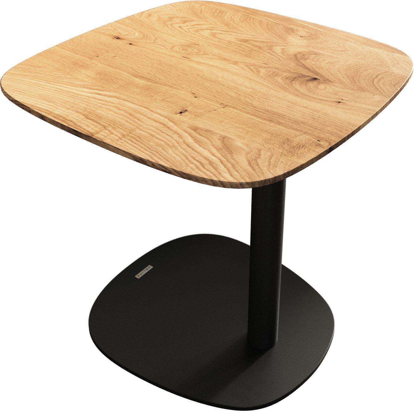 DELIFE Couchtisch Edge, Boot 50x50 cm Eiche Natur Schweizer Kante Eleny Metall Schwarz