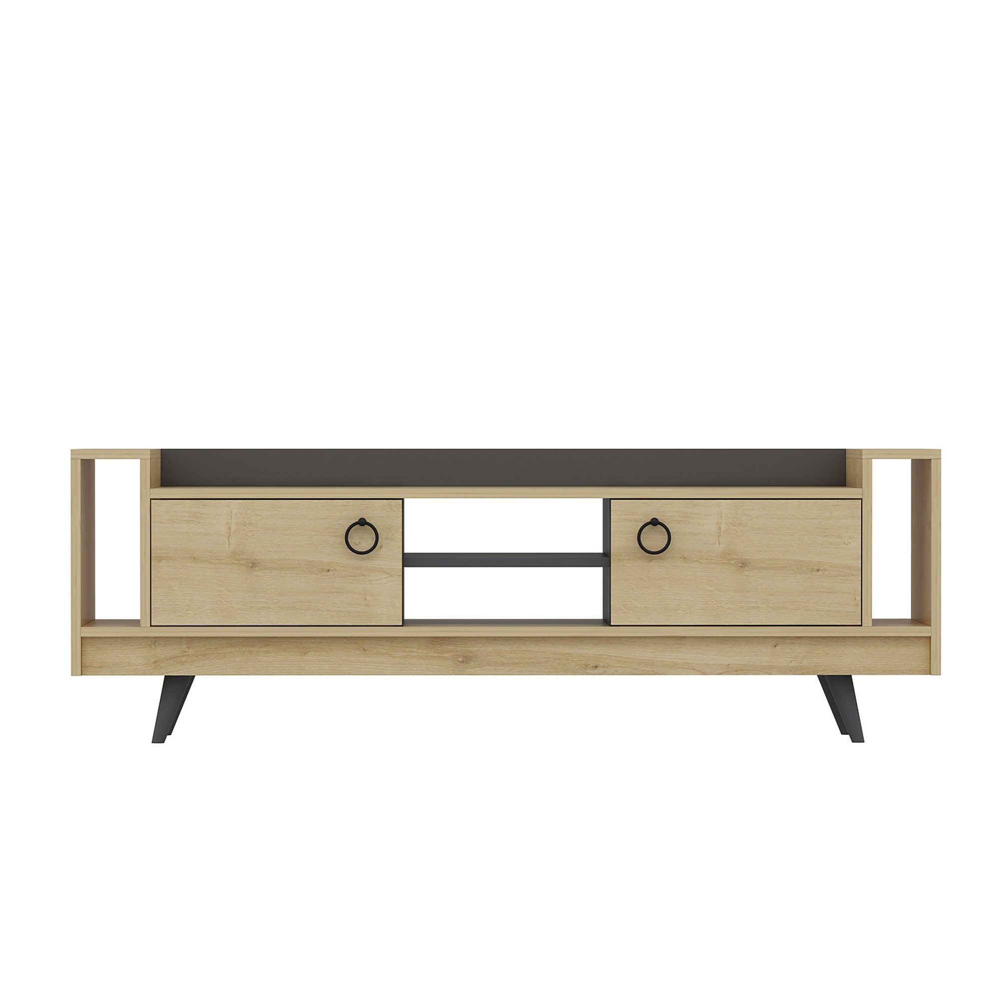 Schränke, Melaminbeschichtete TV-Schrank Partikelplatte cm, Decor 100% Skye 54,4x160x35,6