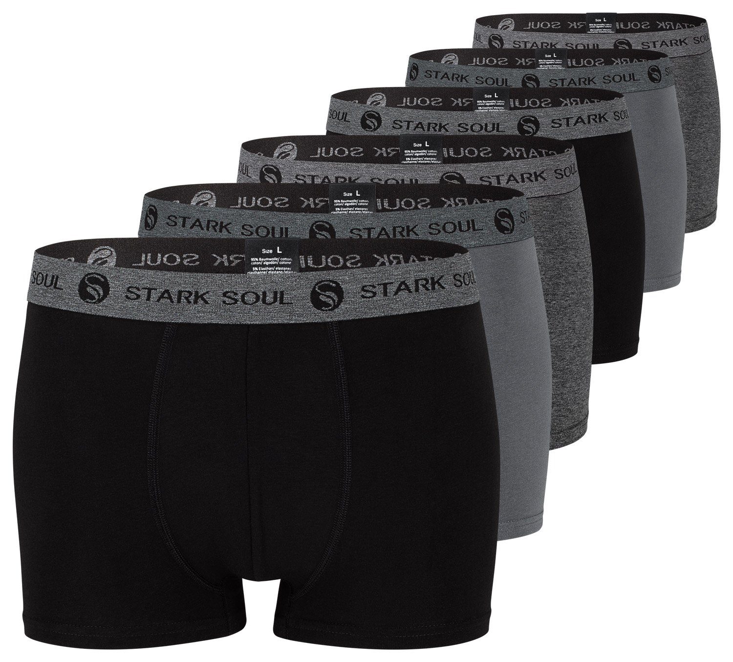Stark Soul® Boxershorts Herren Boxershorts, Hipster im 6er Pack, Baumwoll-Unterhosen 6er-Pack