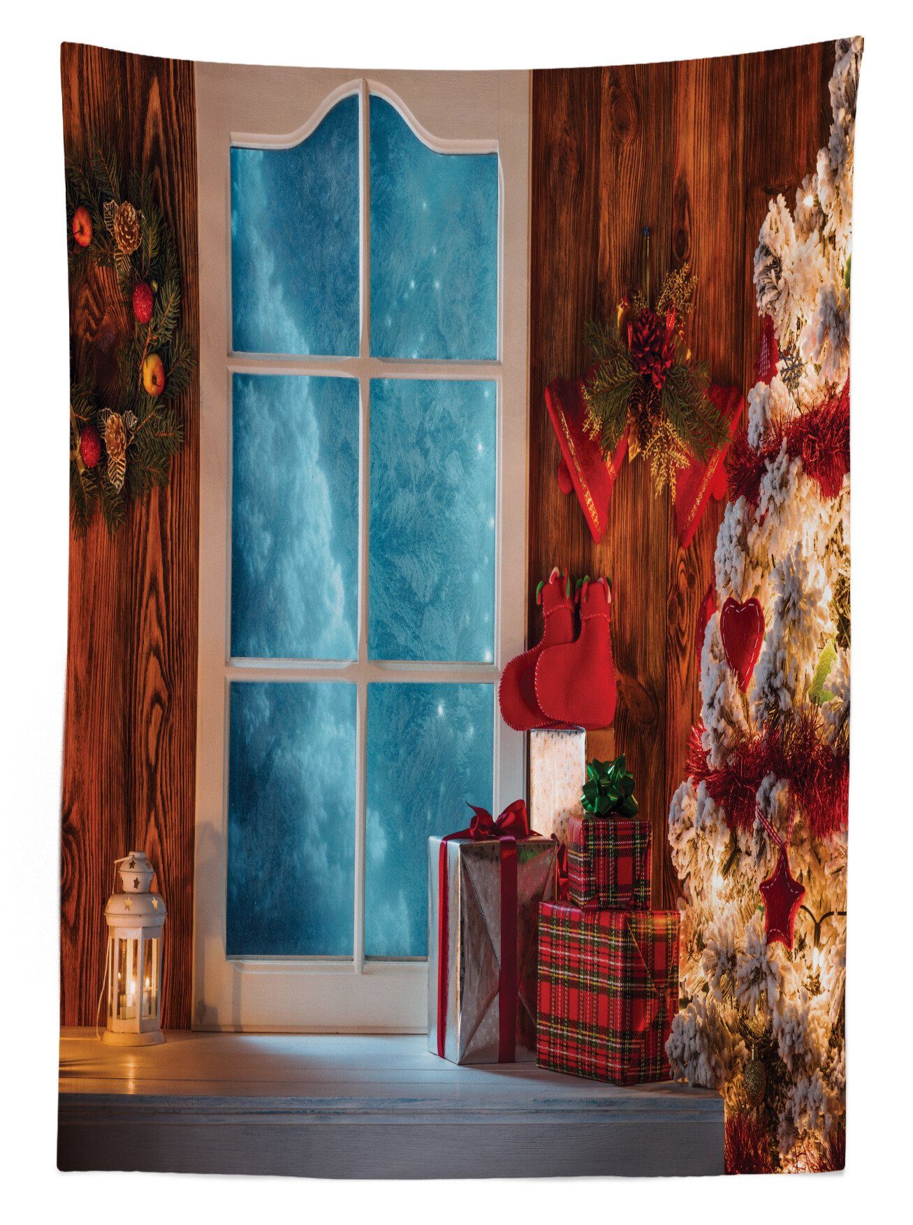 Gefrorene Haus Abakuhaus Bereich Klare Tischdecke Für Farben, Waschbar geeignet Schnee den Außen Weihnachten Farbfest