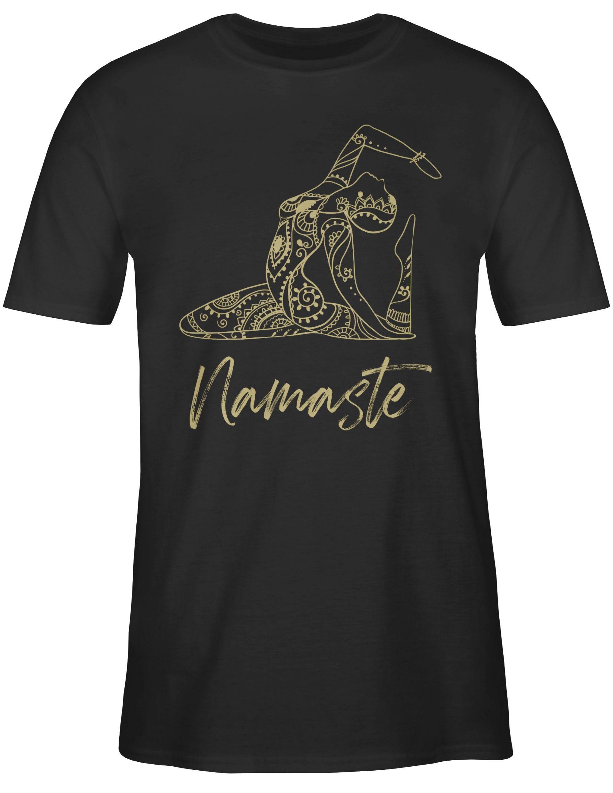 Shirtracer T-Shirt Namaste Yoga Geschenk Yoga 01 Mandala Schwarz