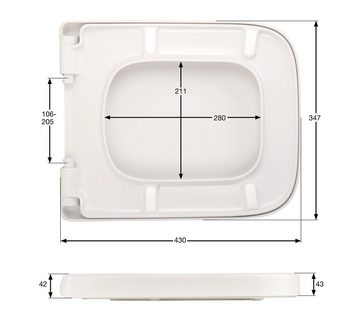 aquaSu WC-Sitz Renova Nr.1 Plan (Alternative), Weiß, Duroplast, Überlappender Deckel, Absenkautomatik, D-Form, 039130