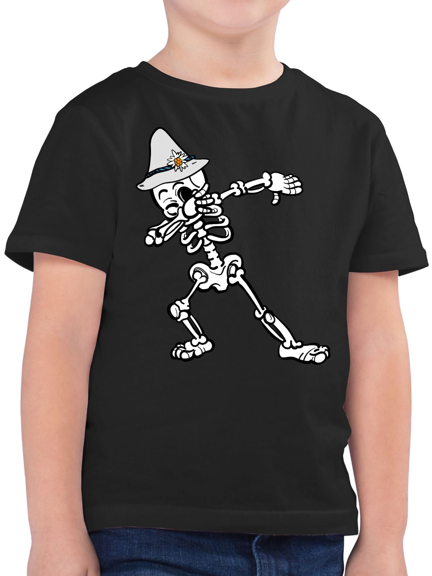 Junge Wiesn für Outfit 1 Kinder Schwarz Mode T-Shirt Dab Skelett Oktoberfest Shirtracer