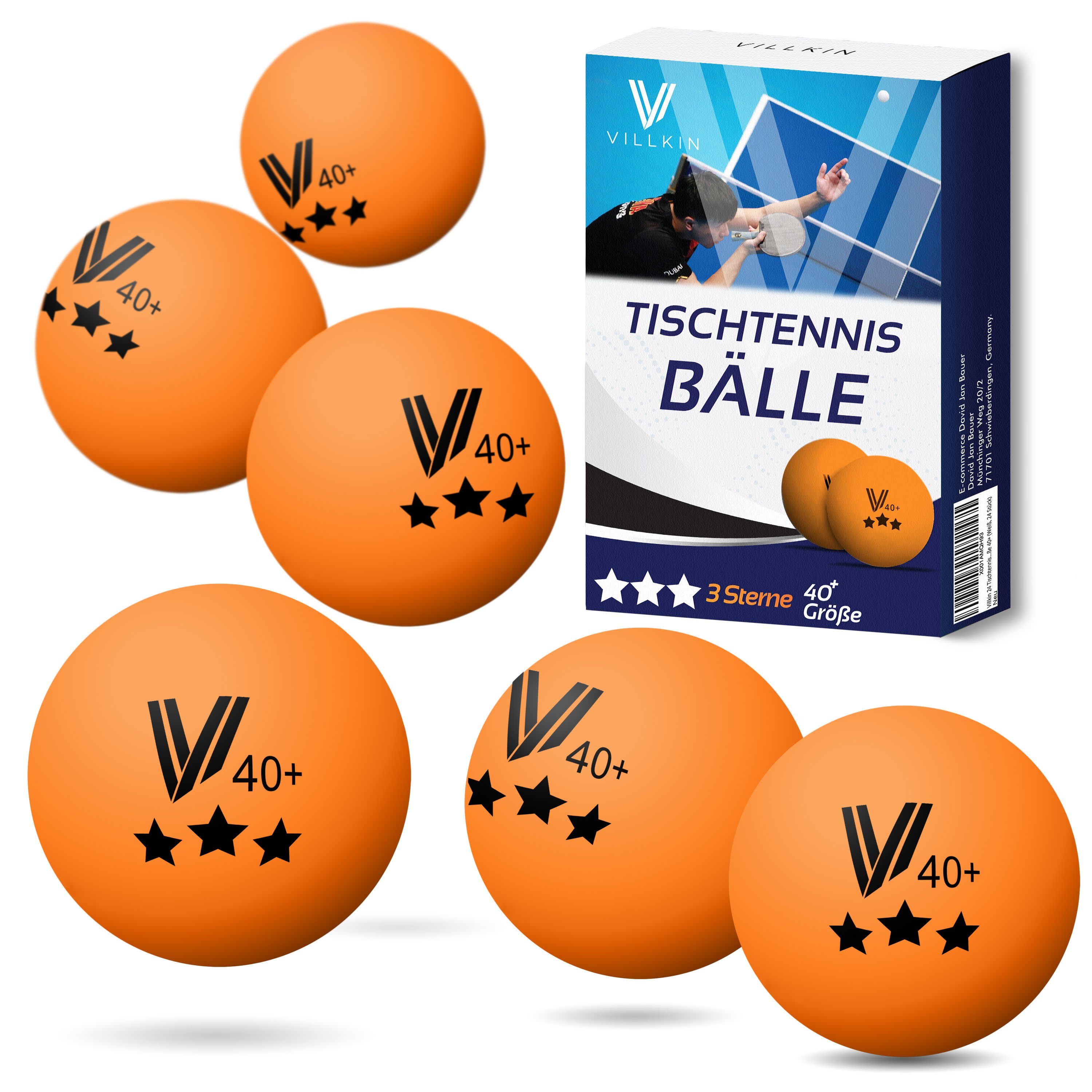 Villkin Tischtennisball, Trainingsbälle, Ping Pong Bälle, Beer Pong Bälle - 40mm - 24St., Nahtlos