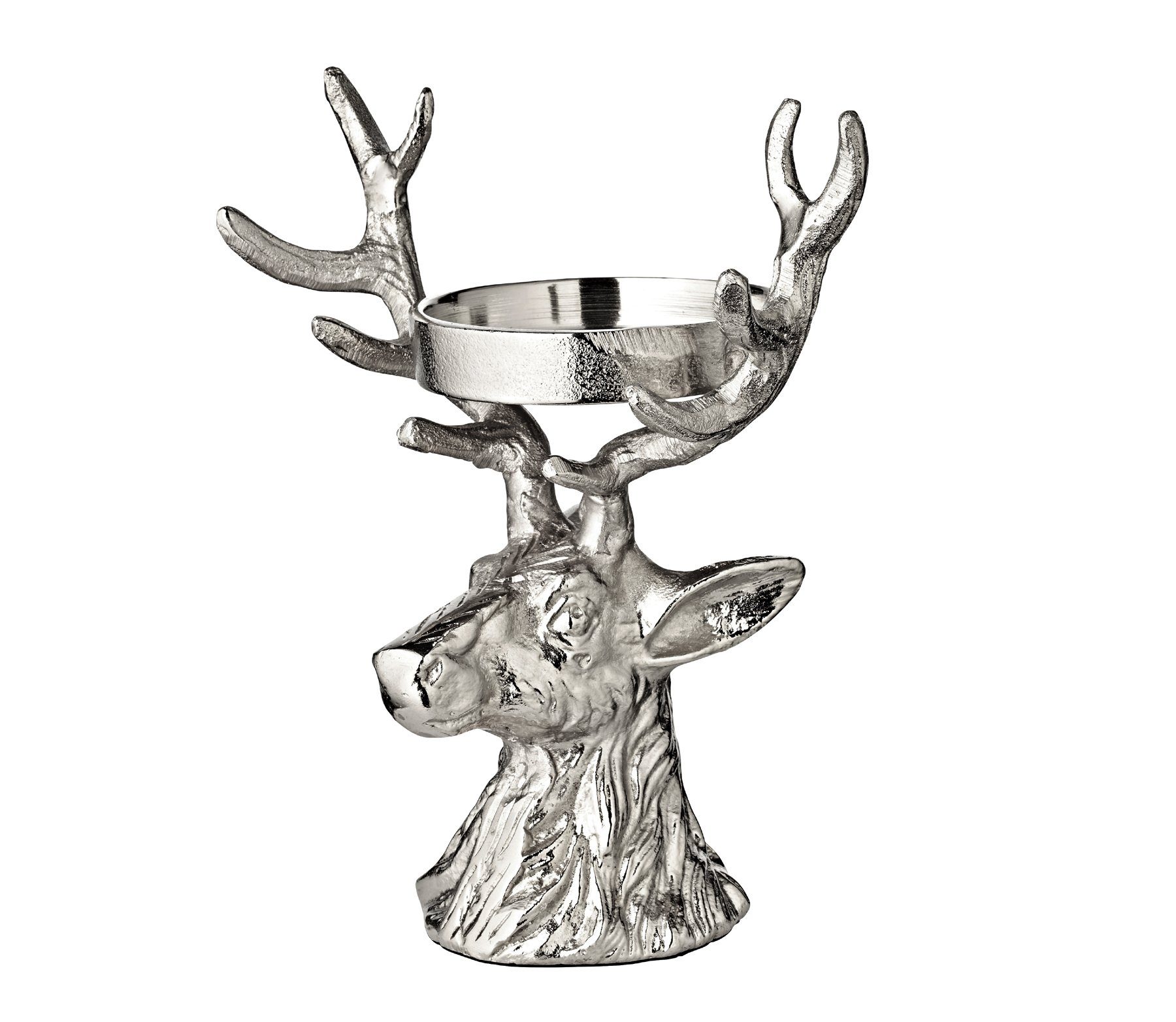 EDZARD Kerzenhalter Hirsch, Kerzenleuchter im Hirsch-Design, Silber-Optik, günstig online kaufen
