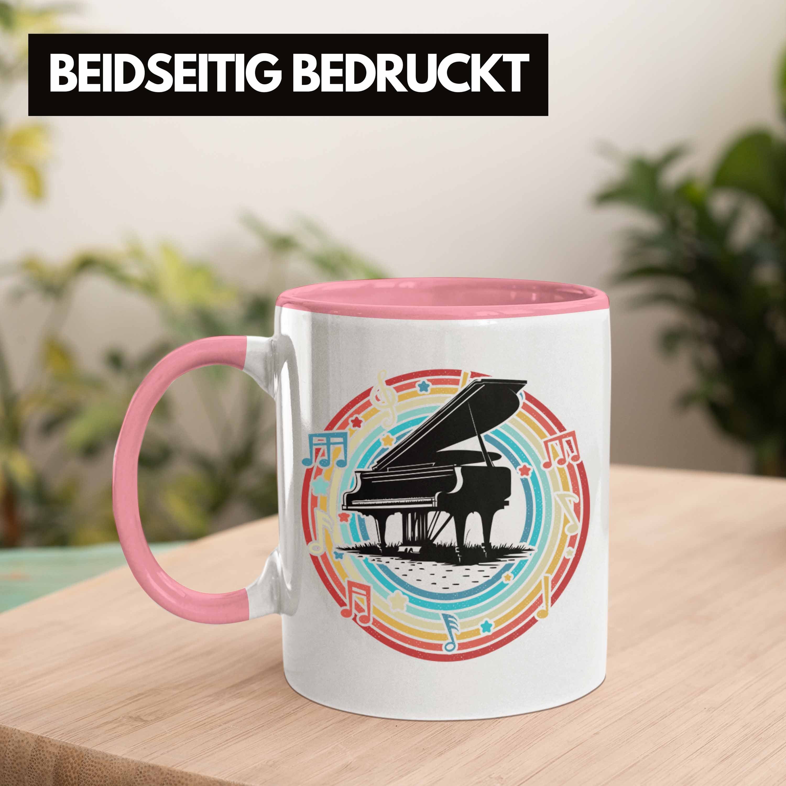 Tasse Tasse Geschenkidee Kaffee-Becher Trendation Flügel Piano-Spieler Geschenk Rosa Klavier