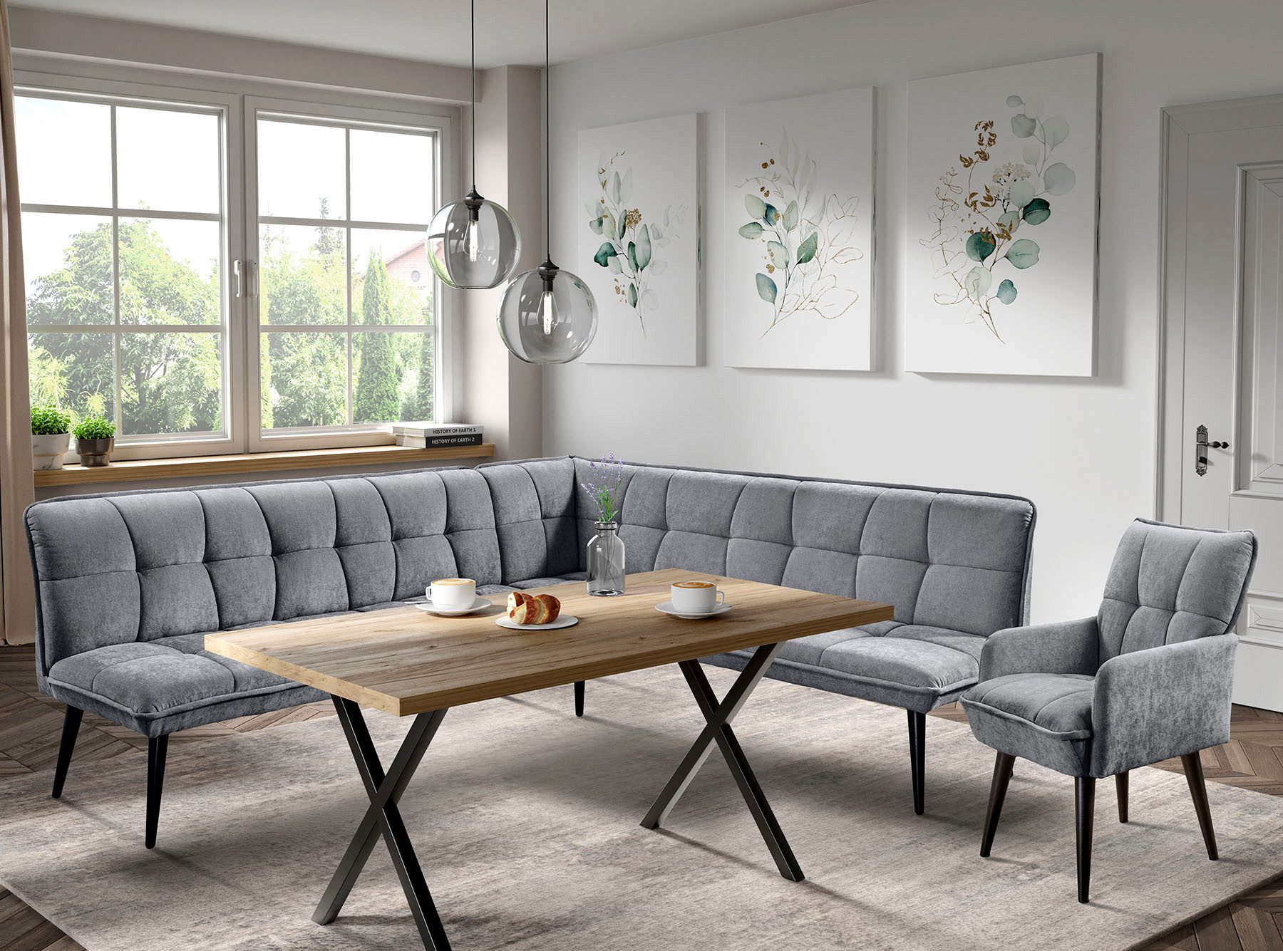 exxpo - sofa fashion Essbank Mocca Essbank, Sitzbank, hoher Sitzkomfort, bequem und elegant, hochwertige Detailverarbeitung