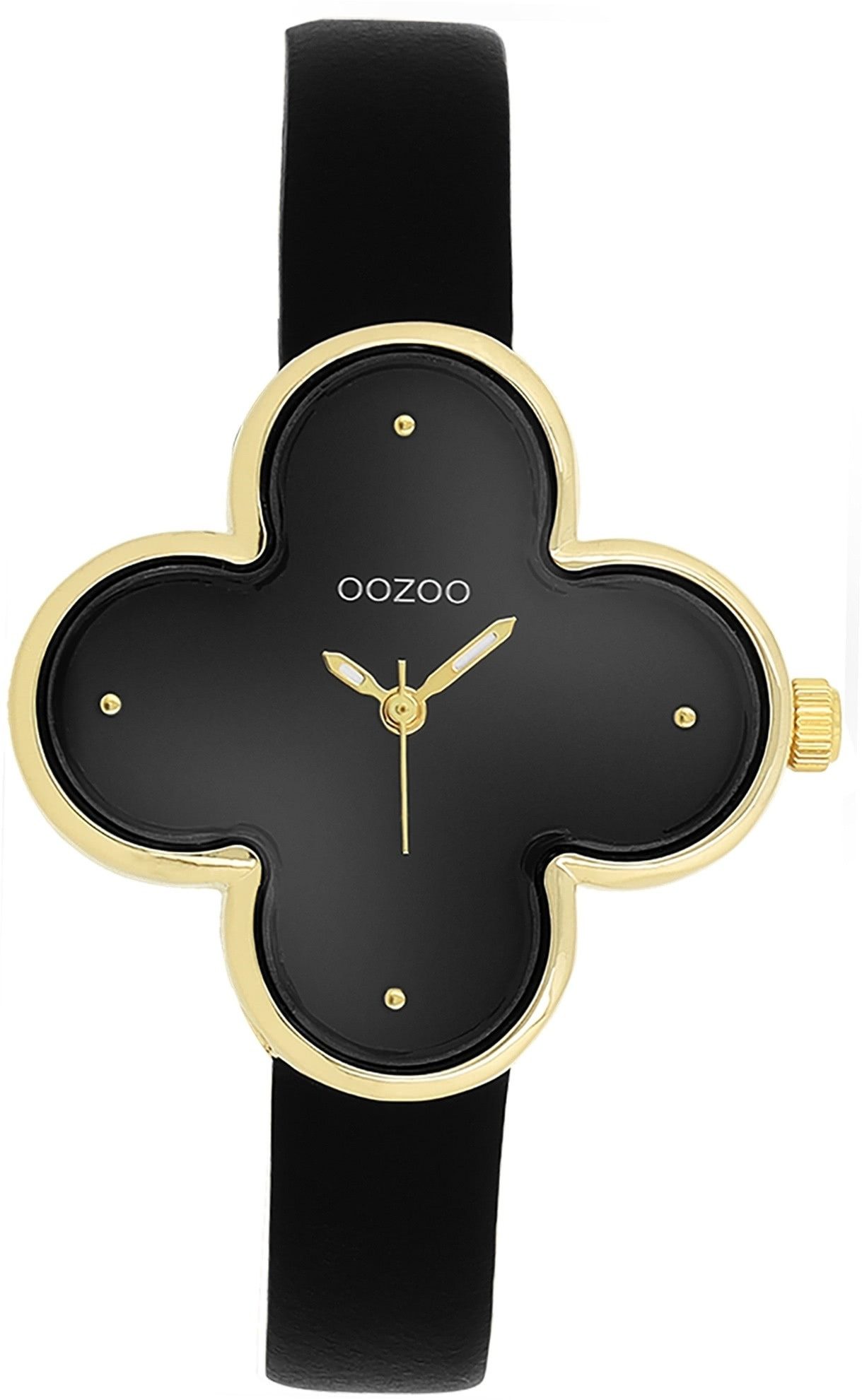 OOZOO Quarzuhr Oozoo Damen Armbanduhr Timepieces Analog, (Analoguhr), Damenuhr kleeform, extra groß (ca 32x32mm) Lederarmband, Fashion-Style