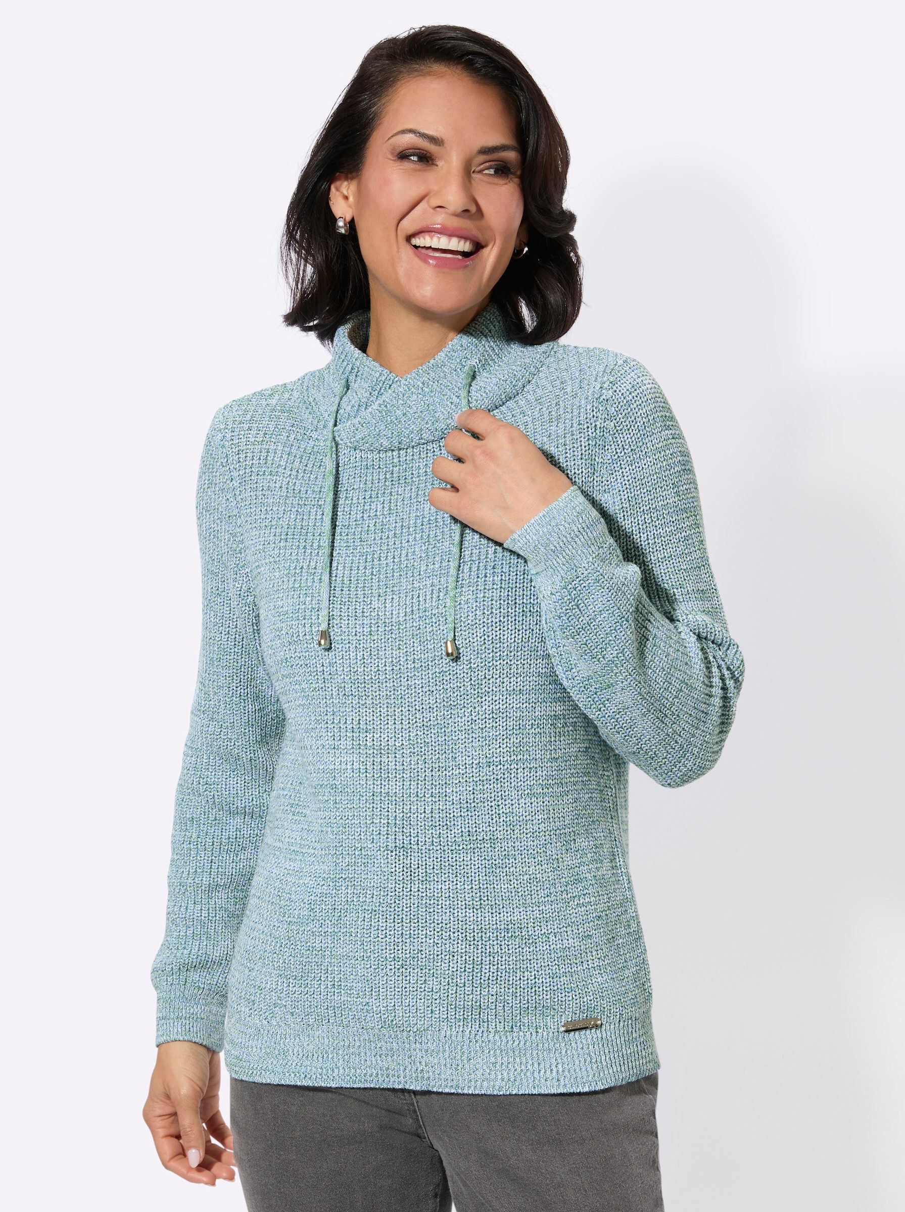 Strickpullover Stehkragen-Pullover Langarm