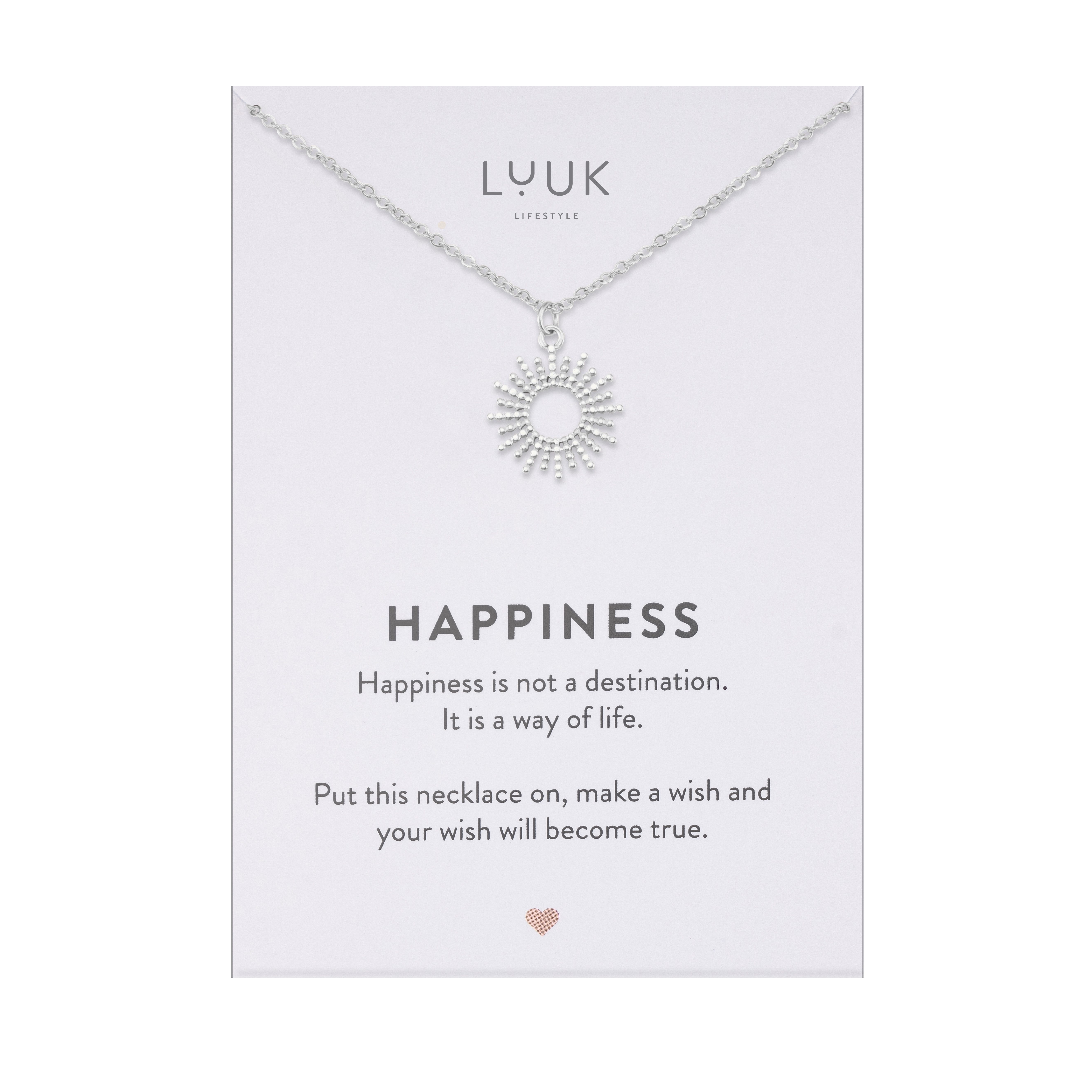 LUUK LIFESTYLE Kette mit Anhänger Sonne, mit HAPPINESS Spruchkarte, wasserf günstig online kaufen