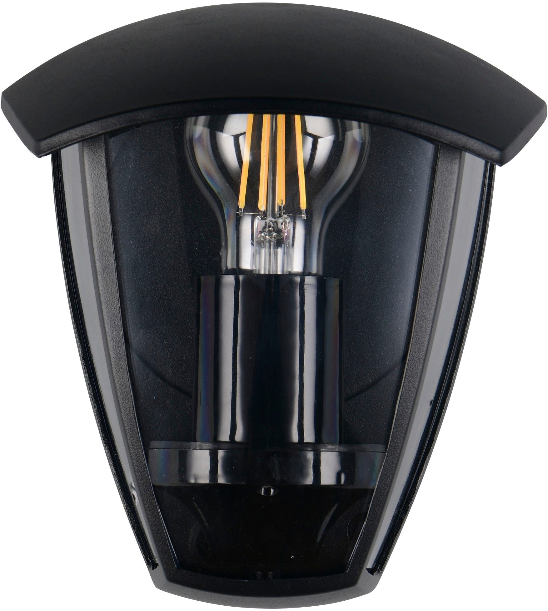 TRIO Leuchten Außen-Wandleuchte VENTA, Outdoor Hauswand Fassadenbeleuchtung, exkl 1x E27 max 10W, IP44, Leuchtmittel wechselbar, warmweiß - kaltweiß, Wandlampe Garten Terrasse, Aluminium mit Kunststoff Schirm transparent